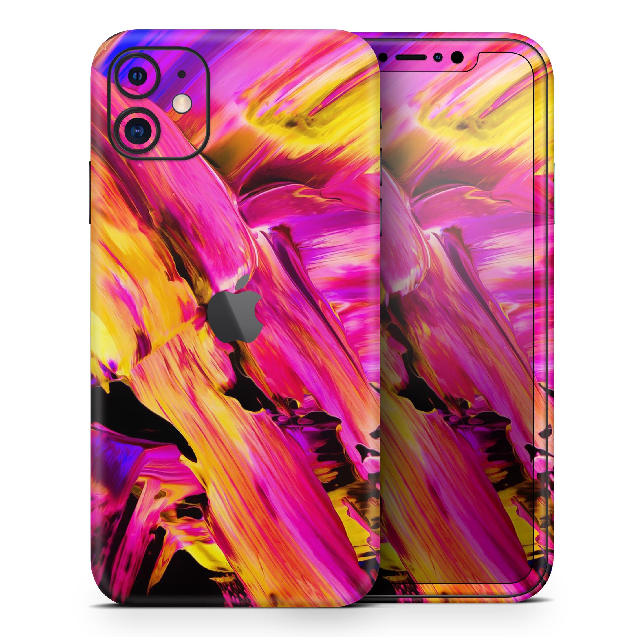 Blurred Abstract Flow V4 Skin-Kit for Apple iPhone, showcasing vibrant design and premium vinyl material.