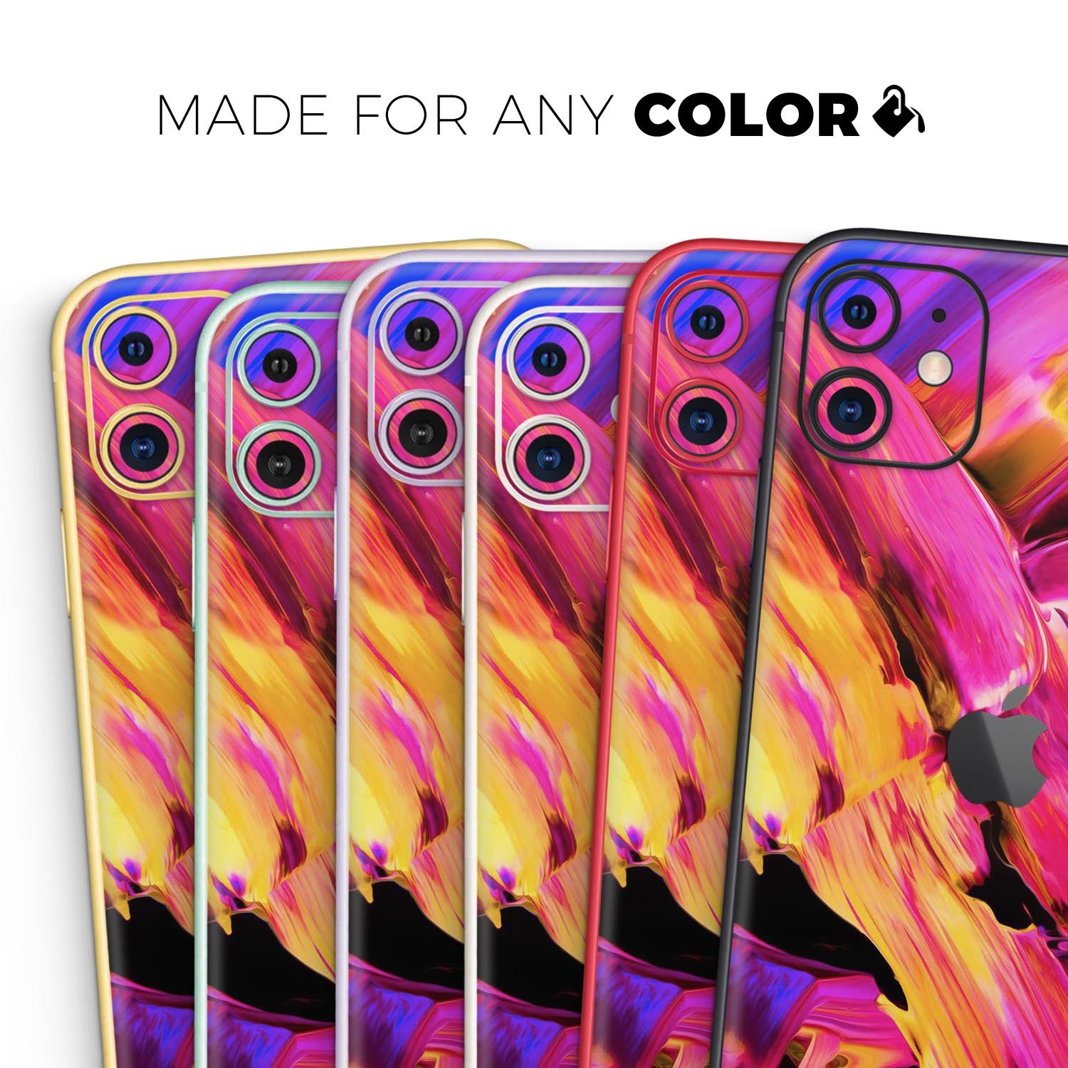 Blurred Abstract Flow V4 Skin-Kit for Apple iPhone, showcasing vibrant design and premium vinyl material.