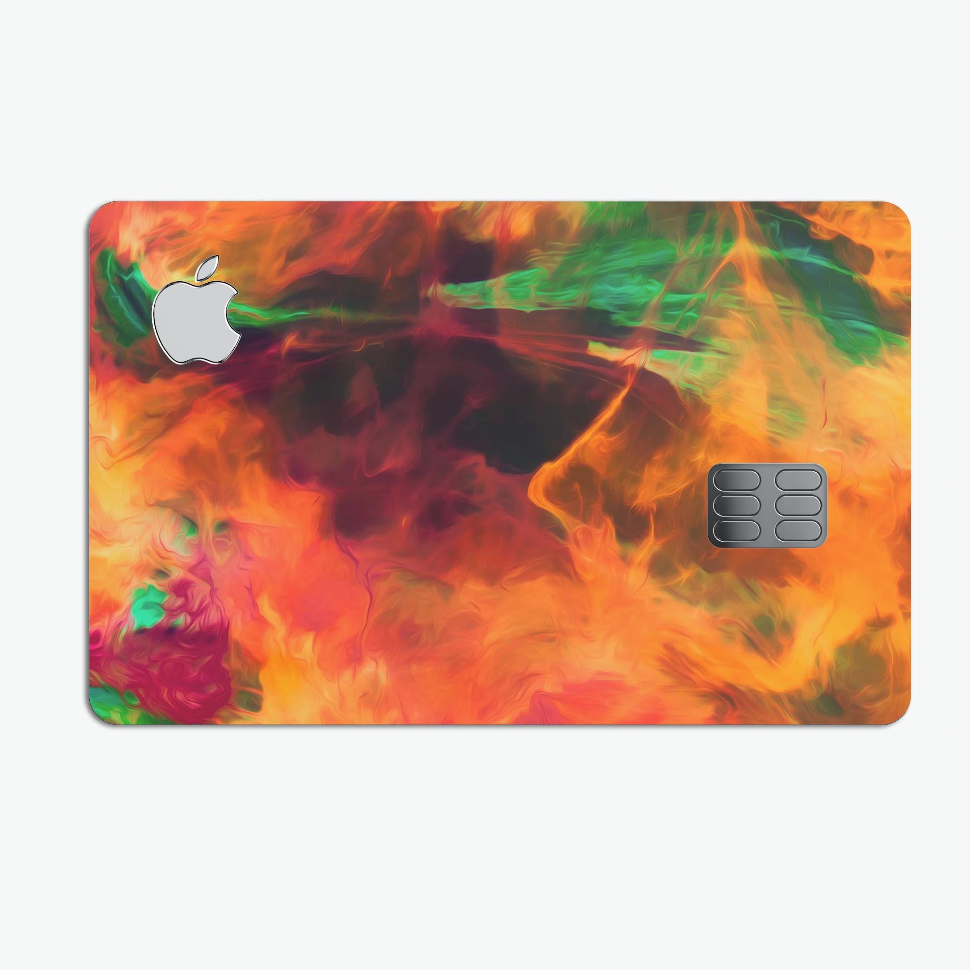 Blurred Abstract Flow V41 skin decal for Apple Card, showcasing a vibrant design with premium vinyl material.