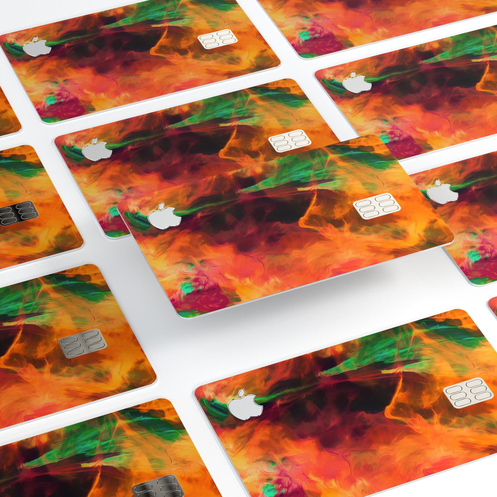 Blurred Abstract Flow V41 skin decal for Apple Card, showcasing a vibrant design with premium vinyl material.