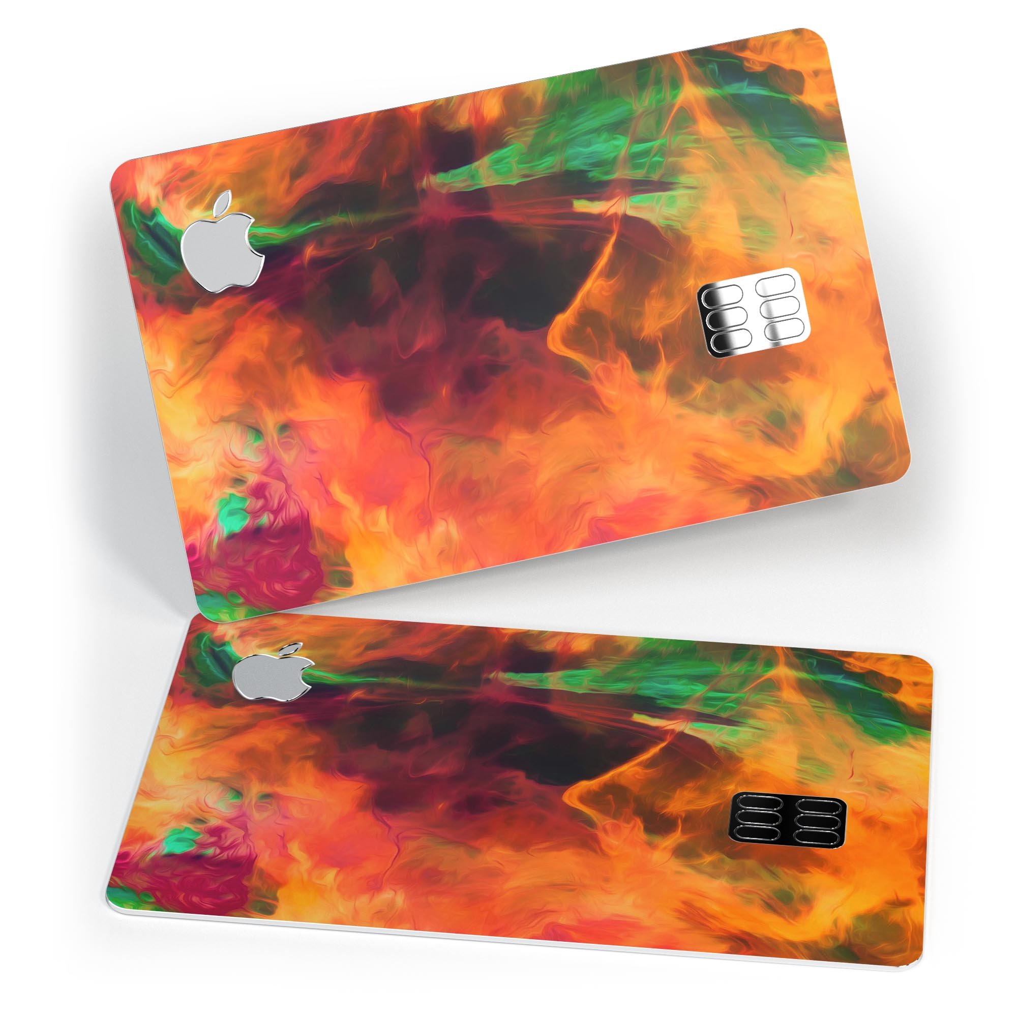 Blurred Abstract Flow V41 skin decal for Apple Card, showcasing a vibrant design with premium vinyl material.