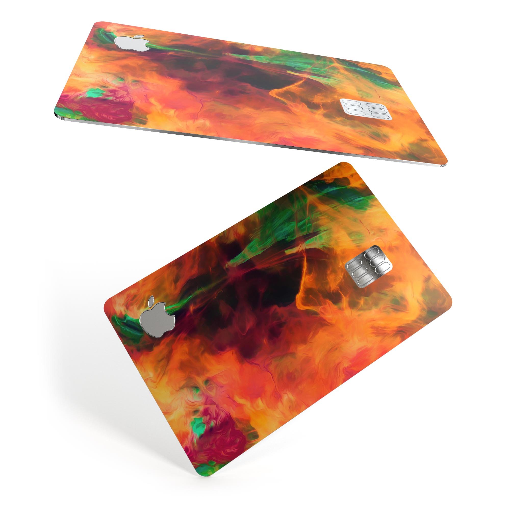 Blurred Abstract Flow V41 skin decal for Apple Card, showcasing a vibrant design with premium vinyl material.