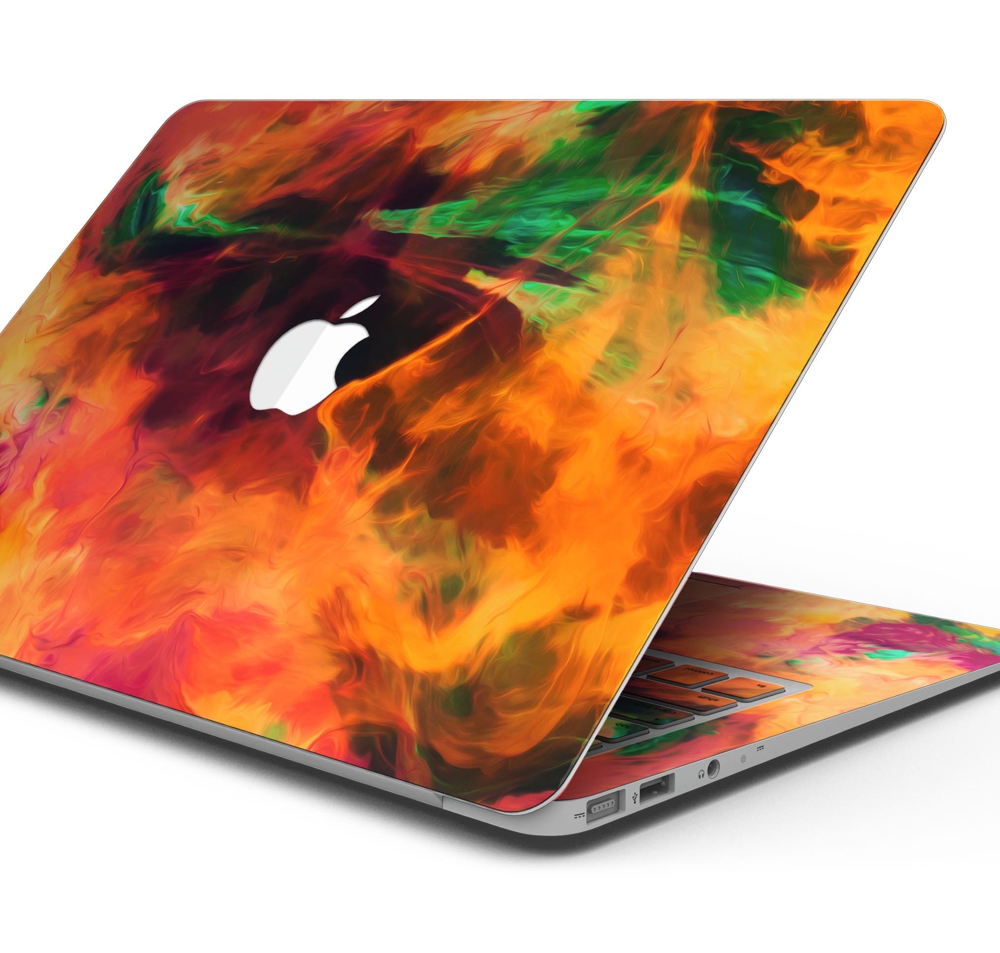 Blurred Abstract Flow V41 skin decal wrap kit for MacBook, showcasing vibrant colors and a sleek design.