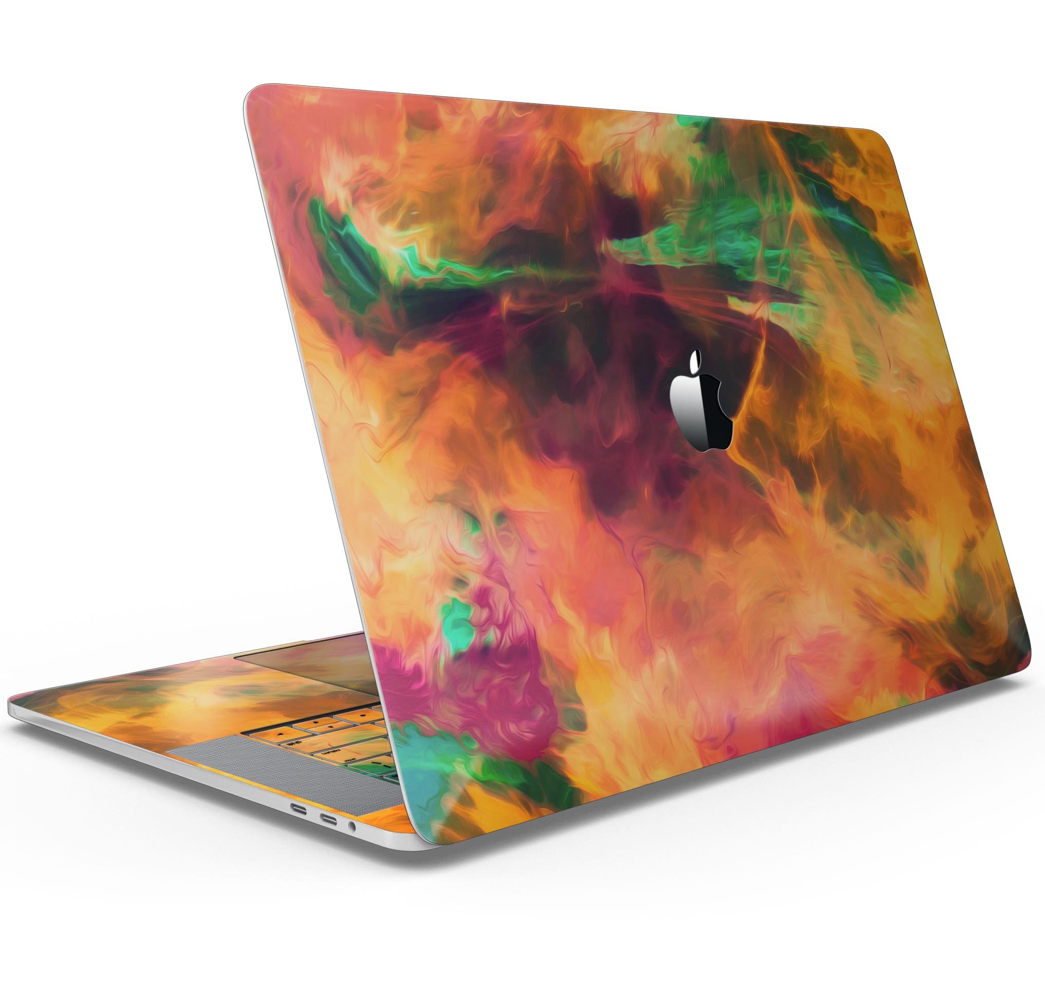 Blurred Abstract Flow V41 skin decal wrap kit for MacBook, showcasing vibrant colors and a sleek design.