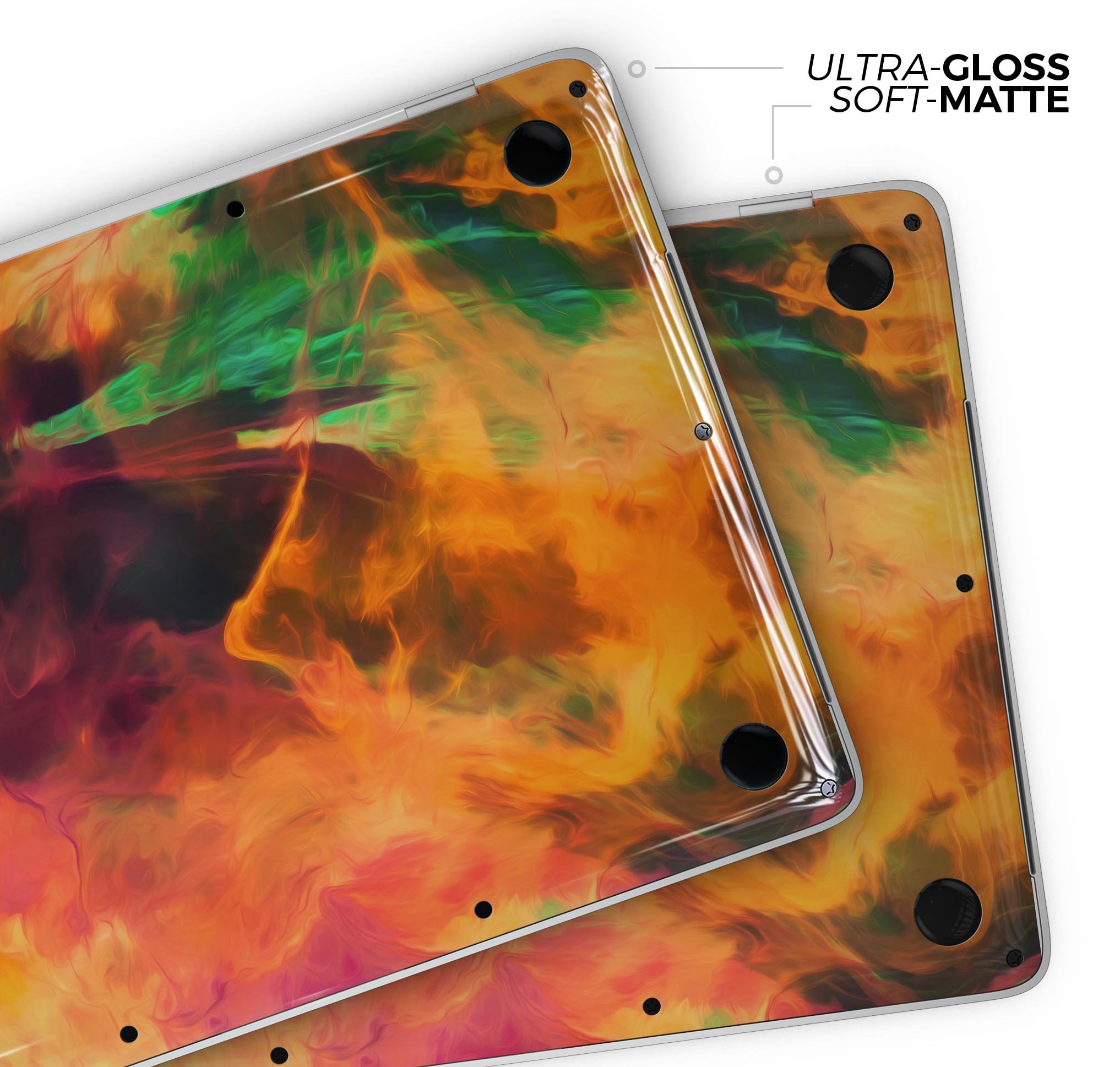 Blurred Abstract Flow V41 skin decal wrap kit for MacBook, showcasing vibrant colors and a sleek design.