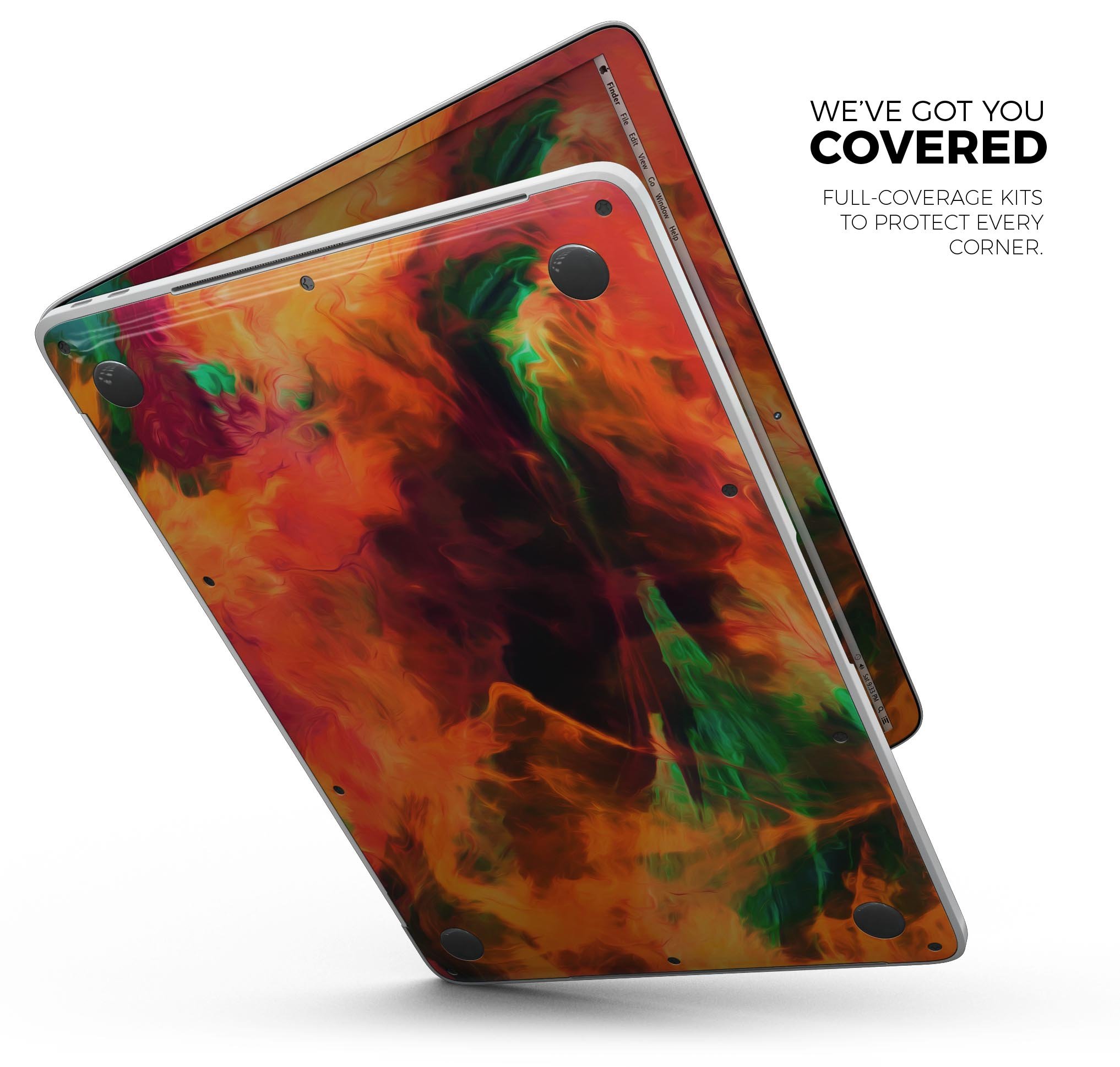 Blurred Abstract Flow V41 skin decal wrap kit for MacBook, showcasing vibrant colors and a sleek design.