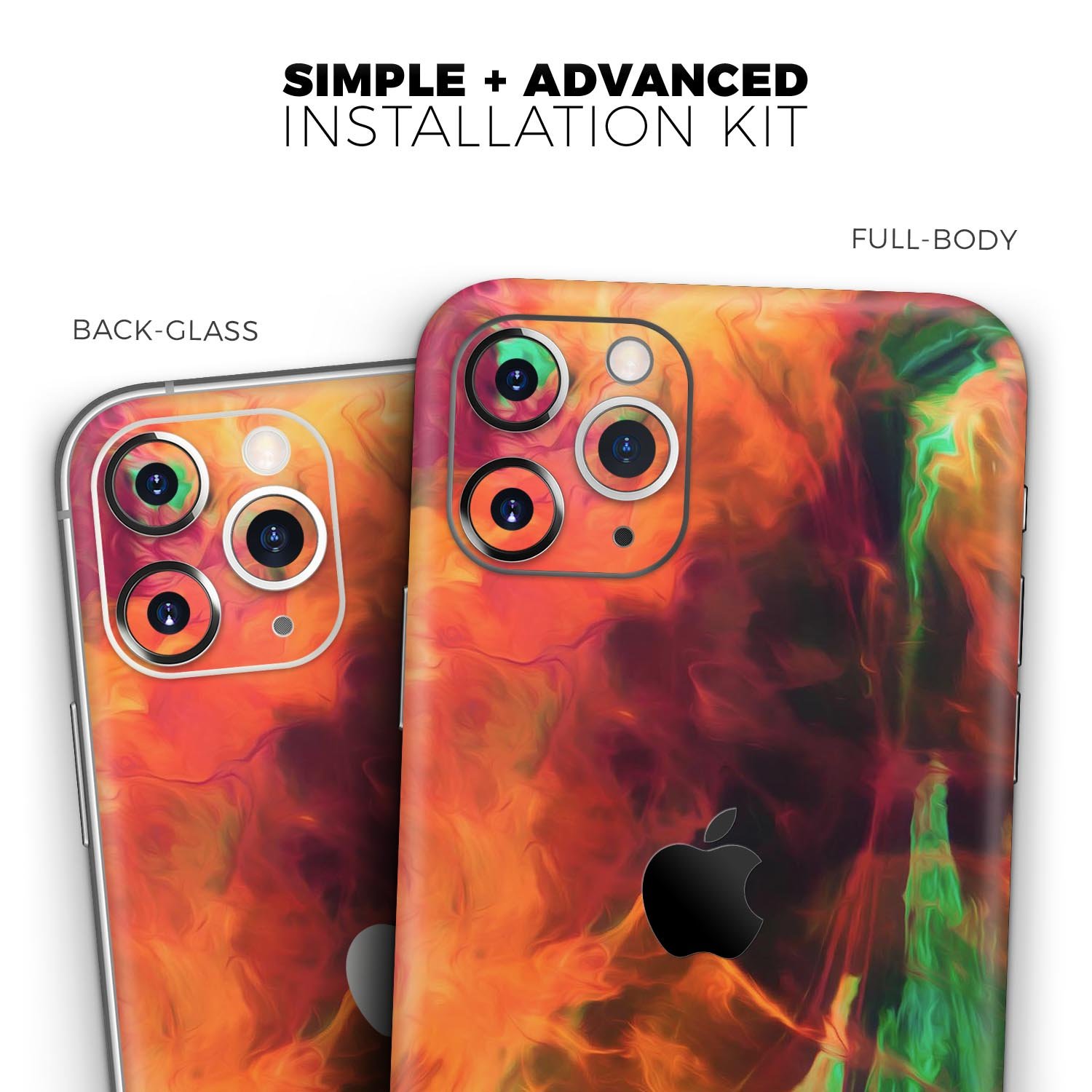 Blurred Abstract Flow V41 skin for Apple iPhone, showcasing vibrant abstract design and premium vinyl material.