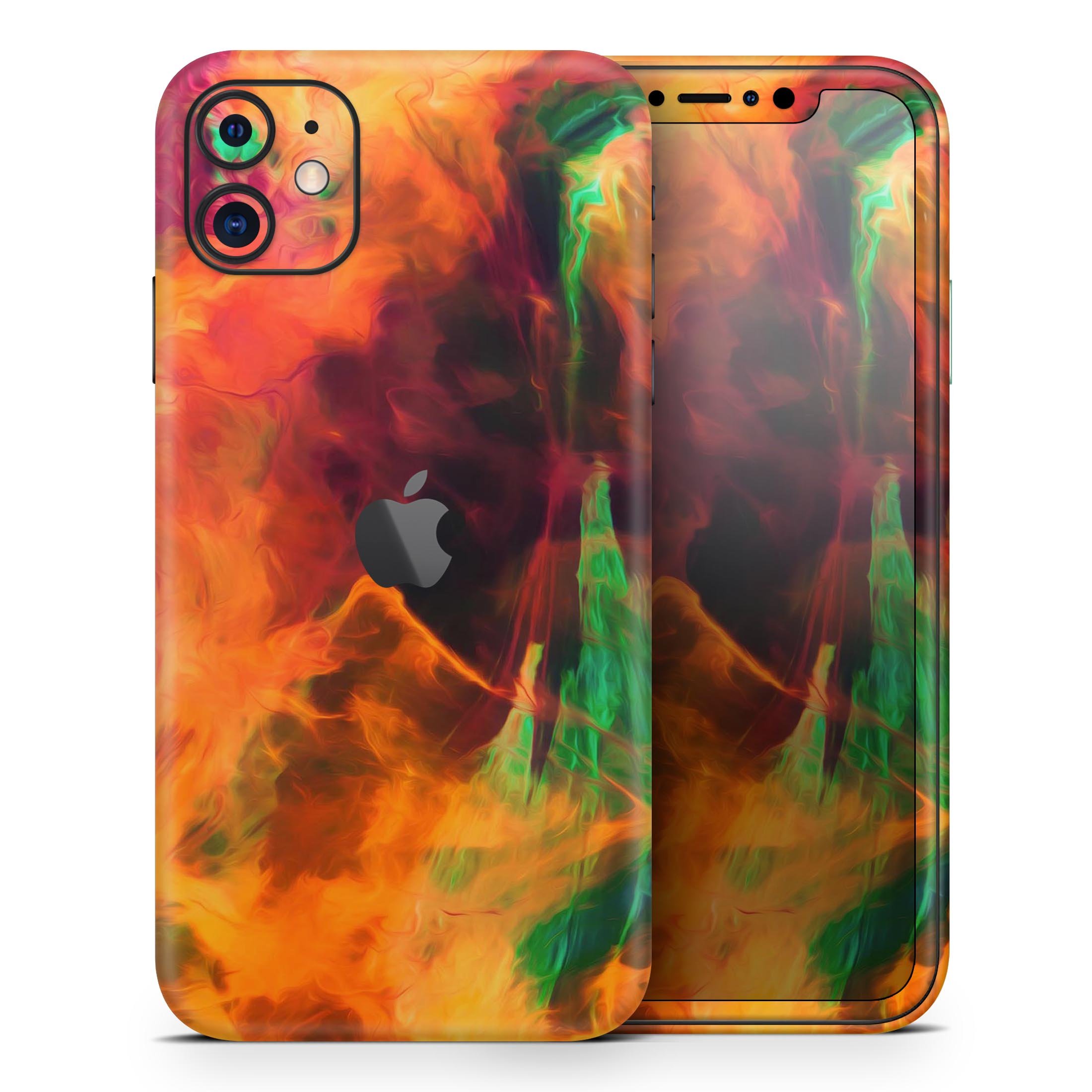 Blurred Abstract Flow V41 skin for Apple iPhone, showcasing vibrant abstract design and premium vinyl material.