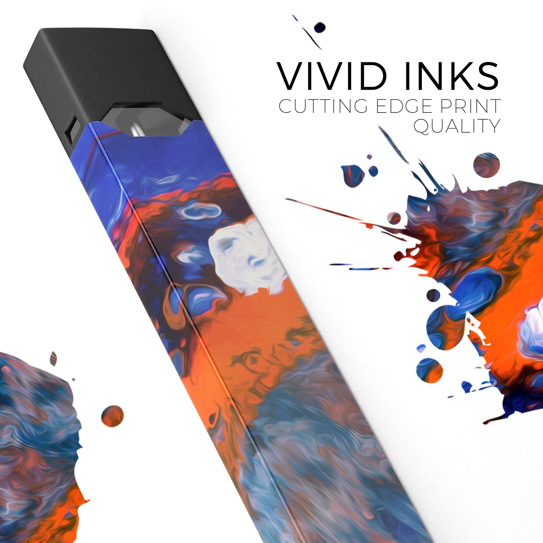 Blurred Abstract Flow V43 skin-wrap sticker designed for JUUL vaping device, showcasing vibrant abstract design and protective features.