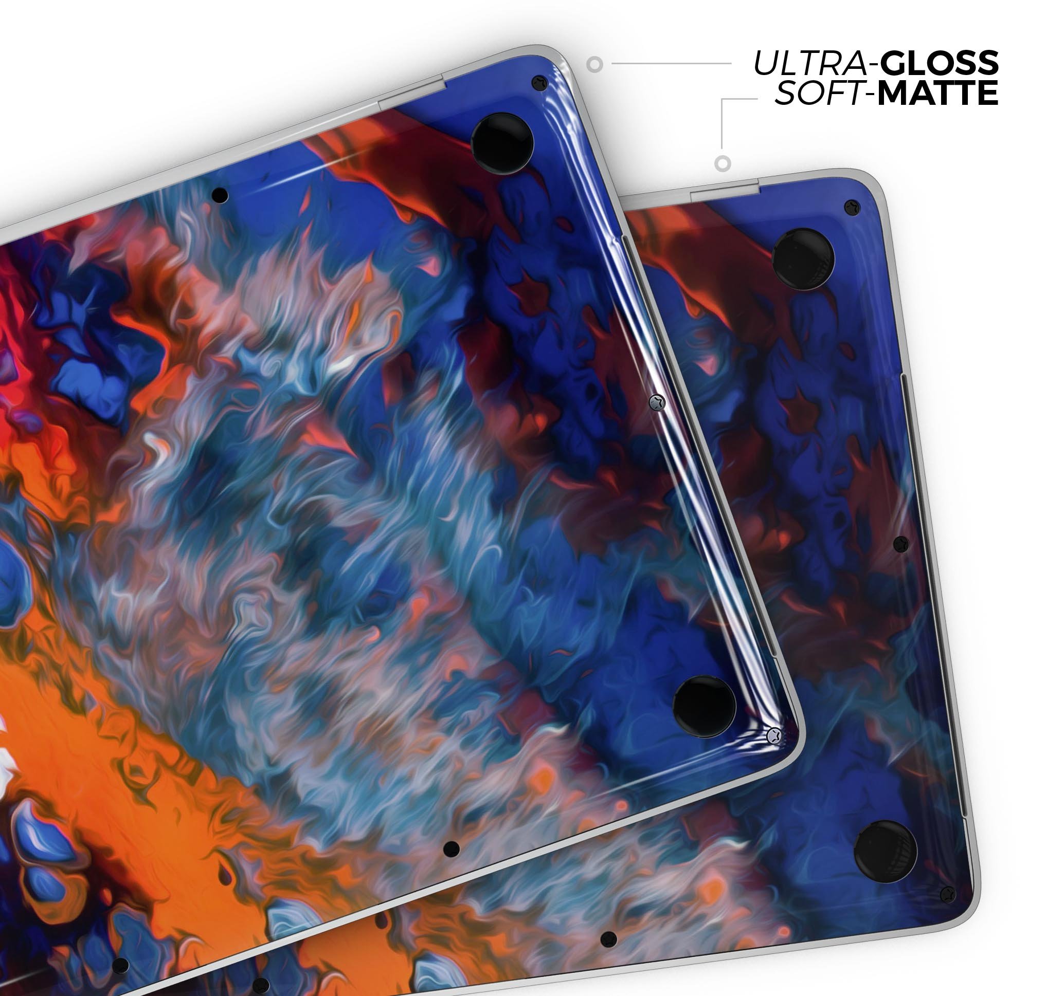 Blurred Abstract Flow V43 skin decal wrap kit for MacBook, showcasing a vibrant abstract design with a smooth finish.