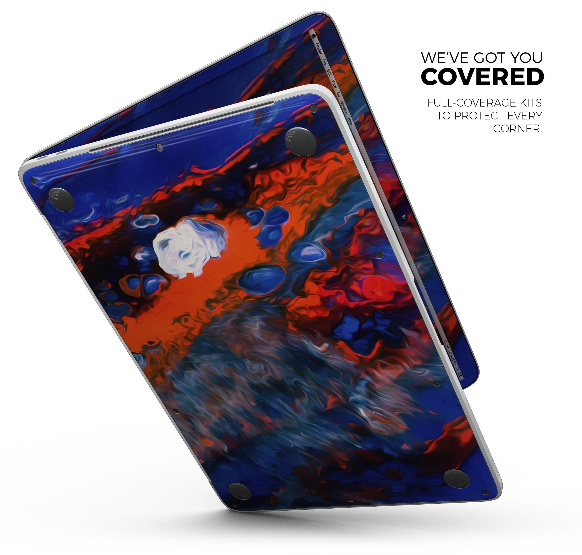 Blurred Abstract Flow V43 skin decal wrap kit for MacBook, showcasing a vibrant abstract design with a smooth finish.