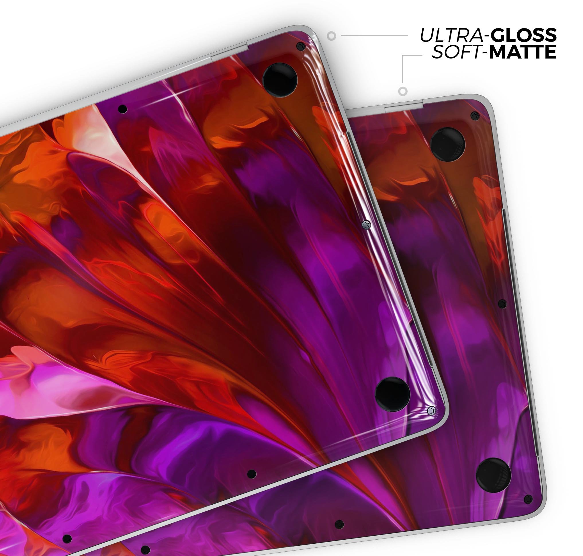 Blurred Abstract Flow V45 skin decal wrap kit for MacBook, showcasing a vibrant abstract design with a smooth finish.