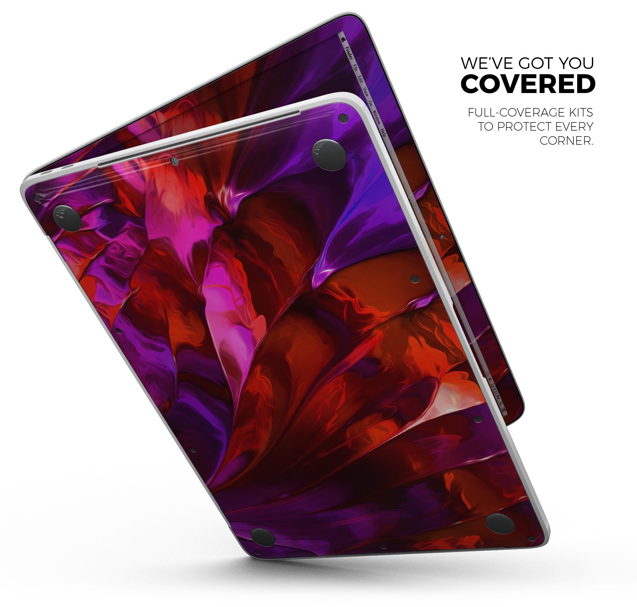 Blurred Abstract Flow V45 skin decal wrap kit for MacBook, showcasing a vibrant abstract design with a smooth finish.