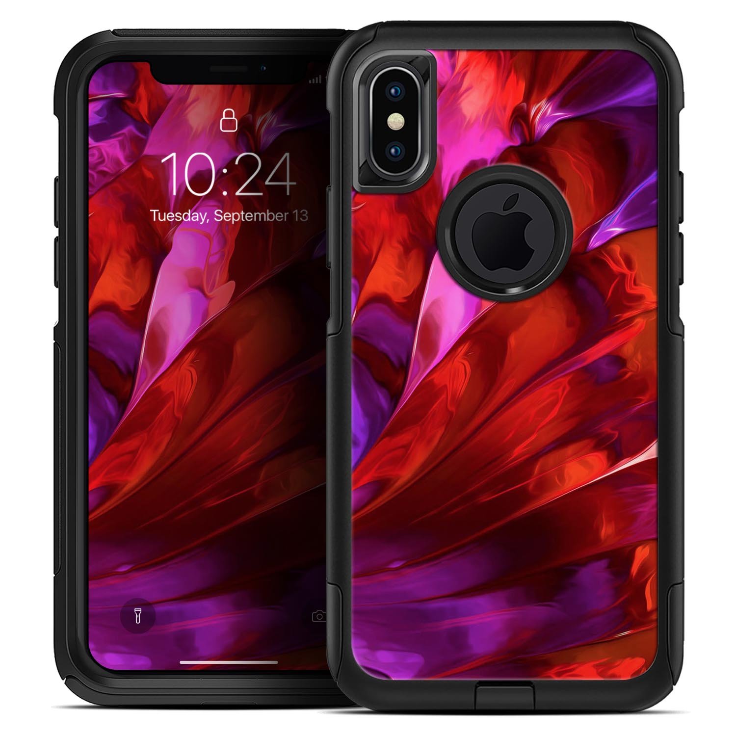 Blurred Abstract Flow V45 Skin Kit for iPhone OtterBox Cases featuring a vibrant abstract design and premium 3M materials.