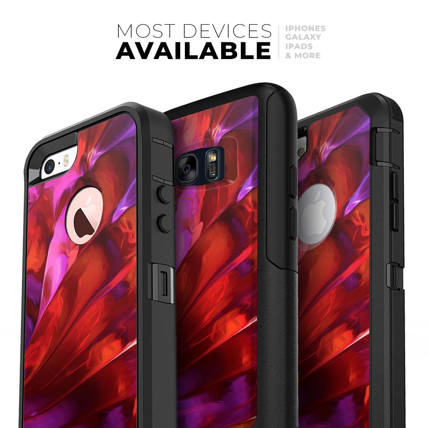 Blurred Abstract Flow V45 Skin Kit for iPhone OtterBox Cases featuring a vibrant abstract design and premium 3M materials.