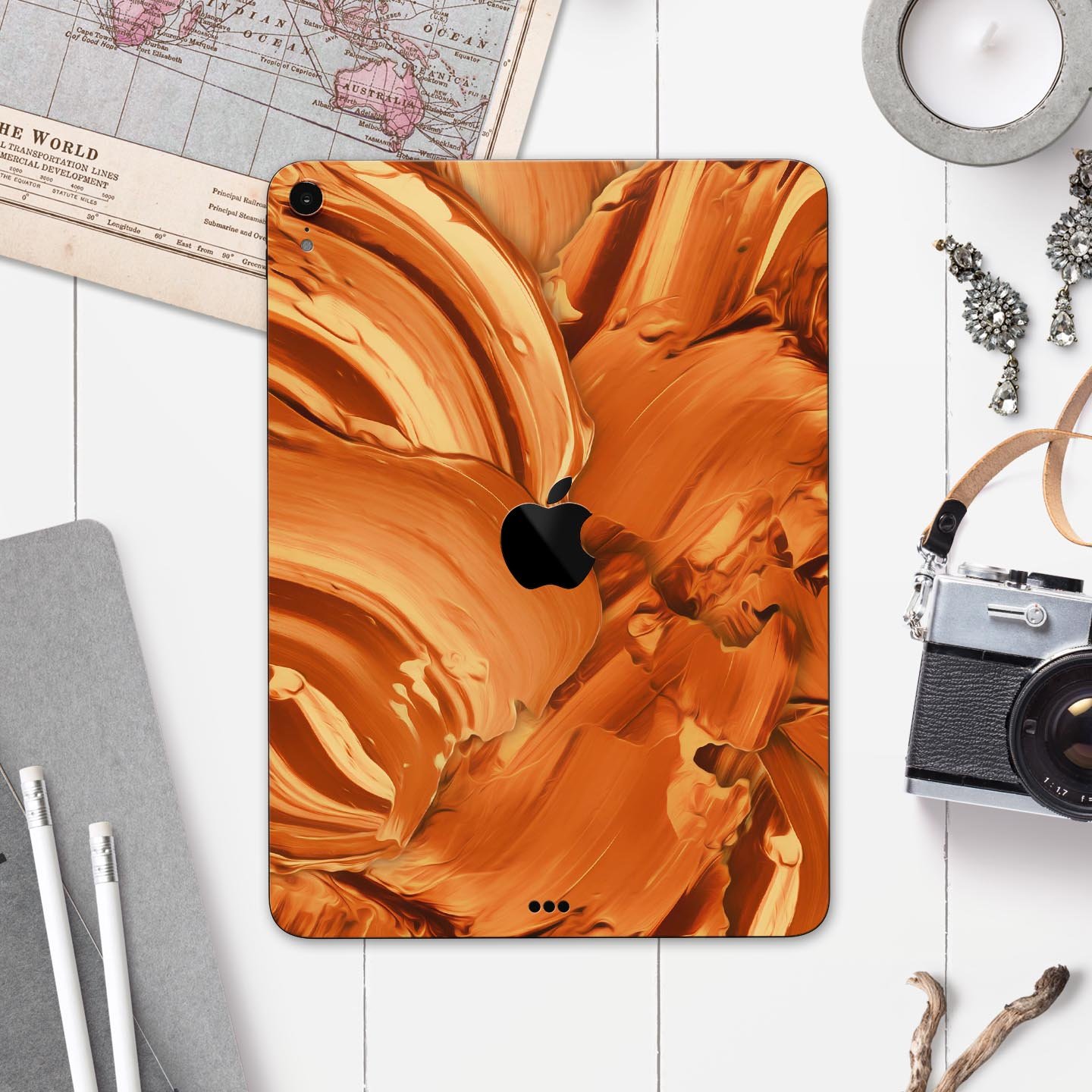 Blurred Abstract Flow V46 skin decal for Apple iPad, showcasing vibrant abstract design and premium 3M material.