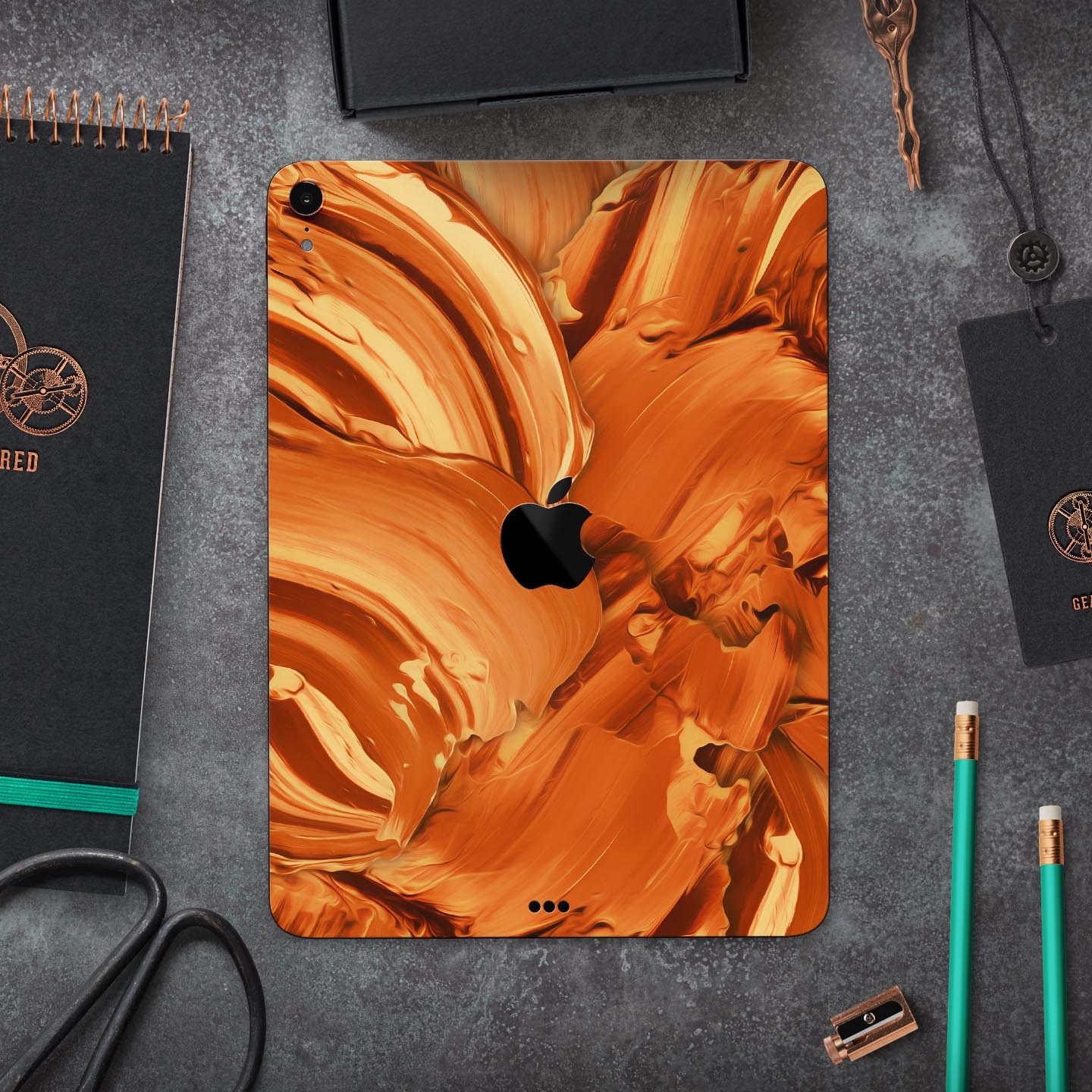 Blurred Abstract Flow V46 skin decal for Apple iPad, showcasing vibrant abstract design and premium 3M material.