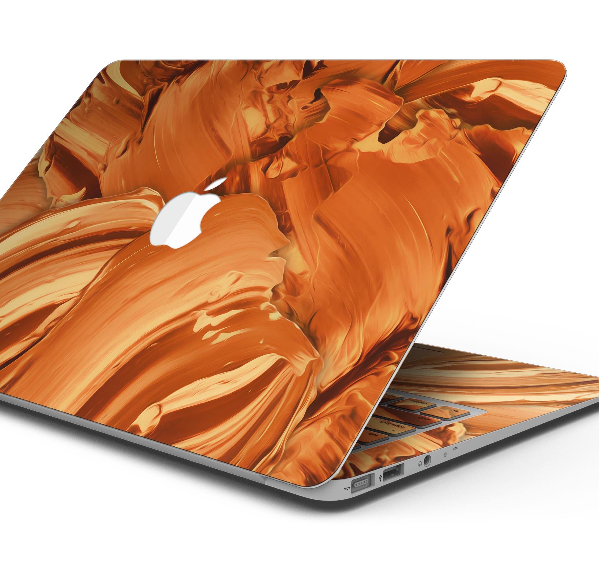 Blurred Abstract Flow V46 skin decal wrap kit for MacBook, showcasing vibrant colors and a sleek design.