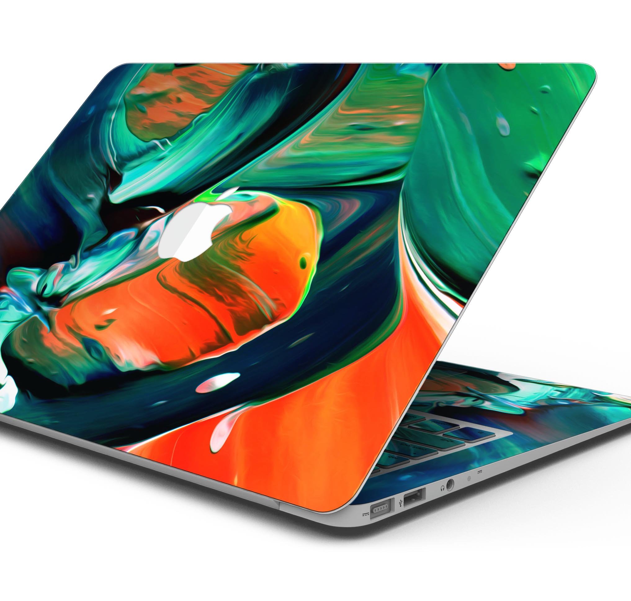 Blurred Abstract Flow V47 skin decal wrap kit for Apple MacBook, showcasing a vibrant abstract design with a smooth finish.