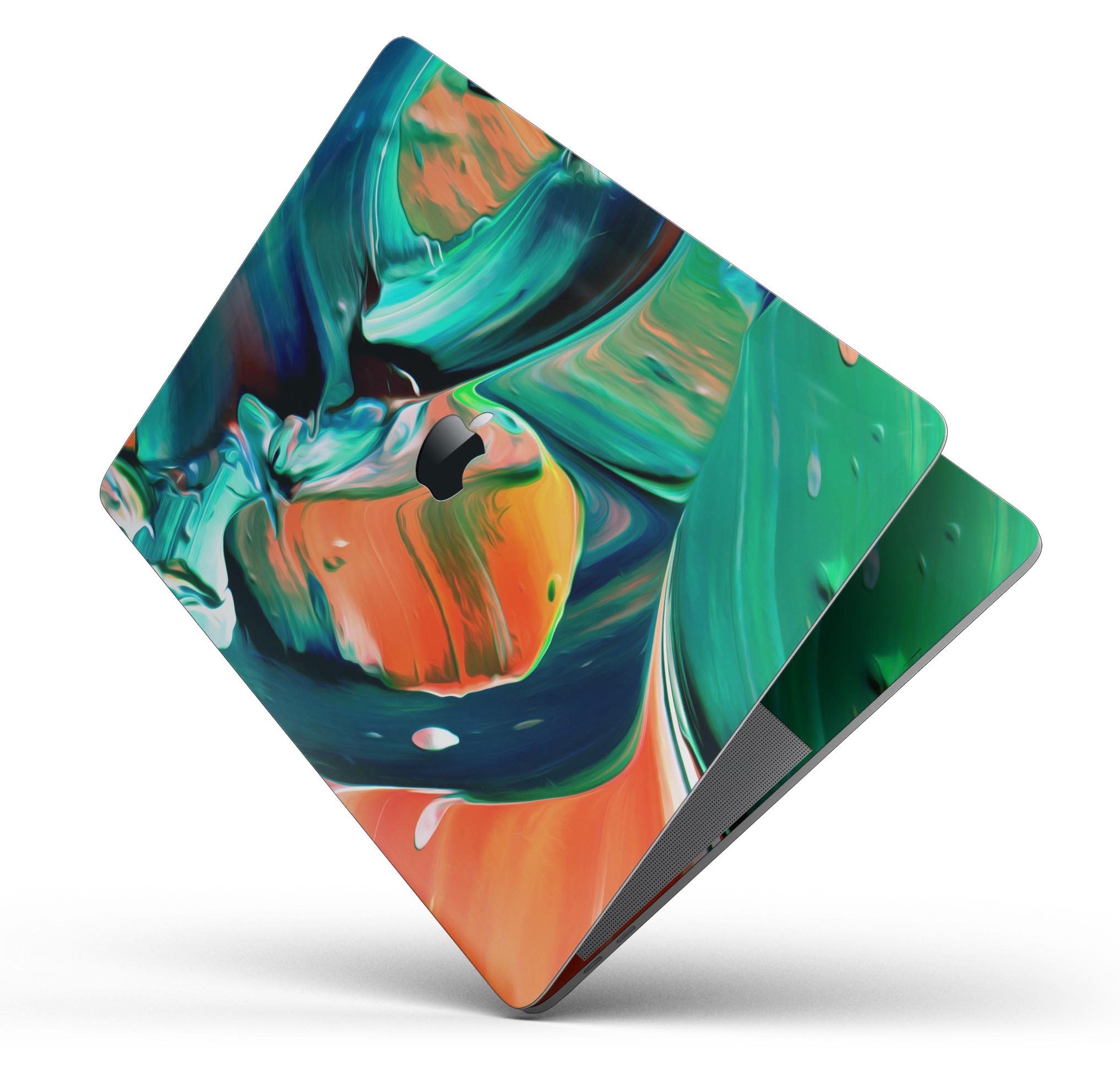 Blurred Abstract Flow V47 skin decal wrap kit for Apple MacBook, showcasing a vibrant abstract design with a smooth finish.