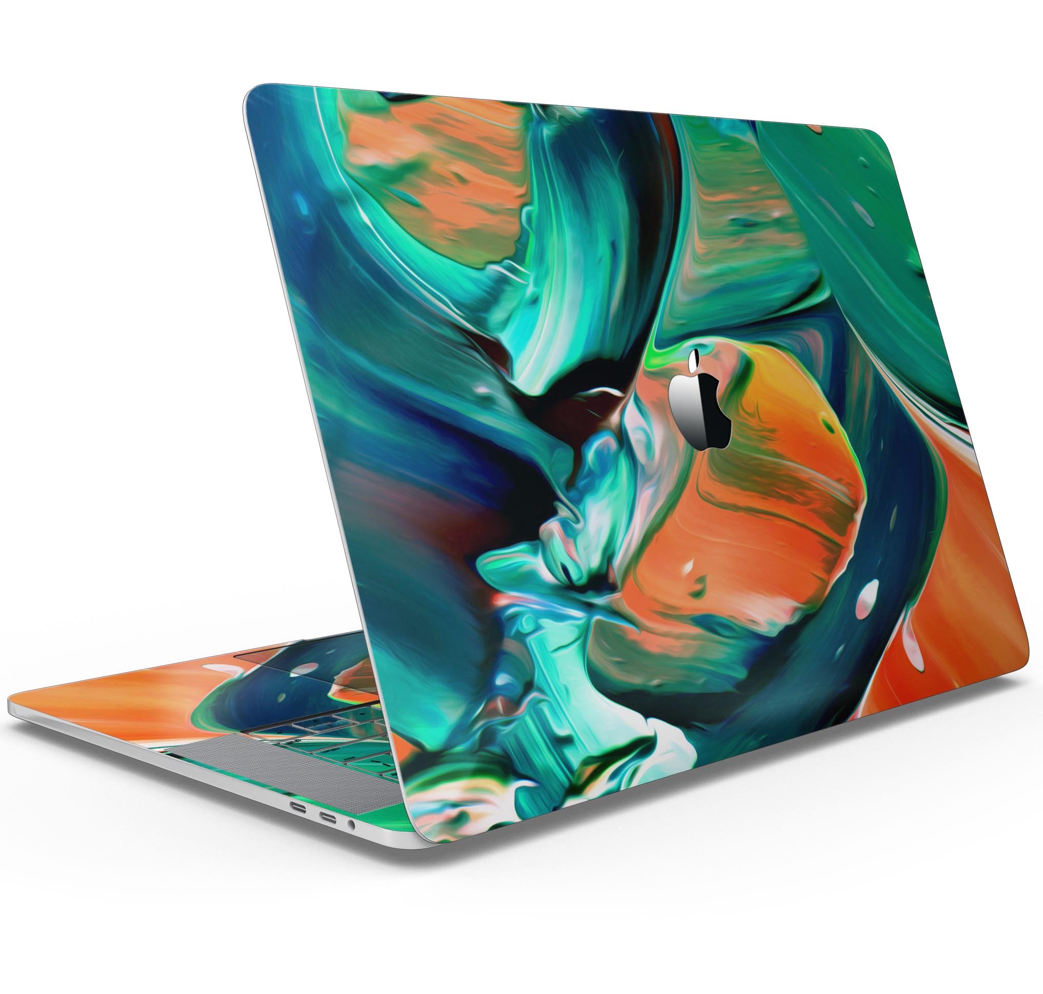 Blurred Abstract Flow V47 skin decal wrap kit for Apple MacBook, showcasing a vibrant abstract design with a smooth finish.