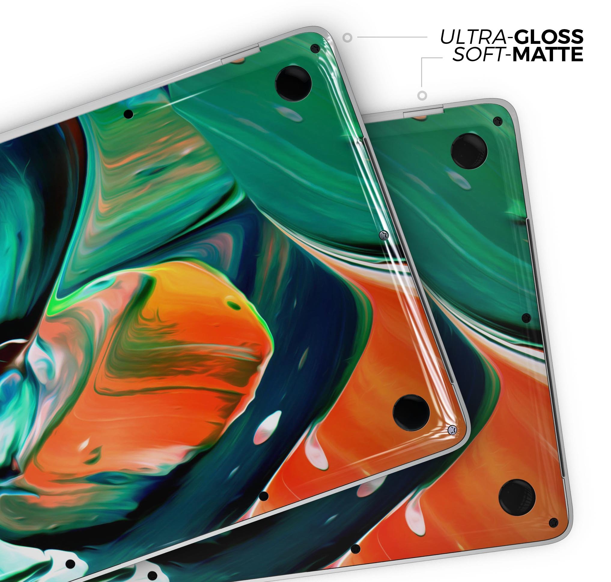 Blurred Abstract Flow V47 skin decal wrap kit for Apple MacBook, showcasing a vibrant abstract design with a smooth finish.