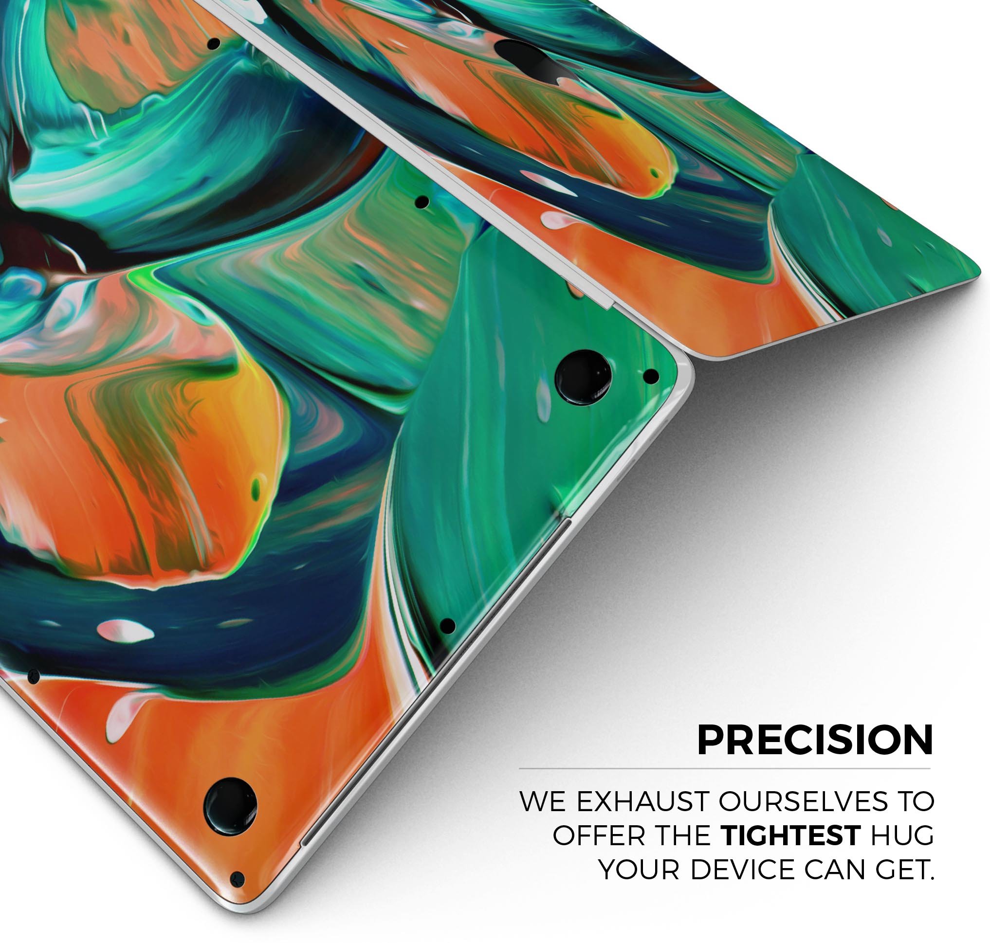 Blurred Abstract Flow V47 skin decal wrap kit for Apple MacBook, showcasing a vibrant abstract design with a smooth finish.