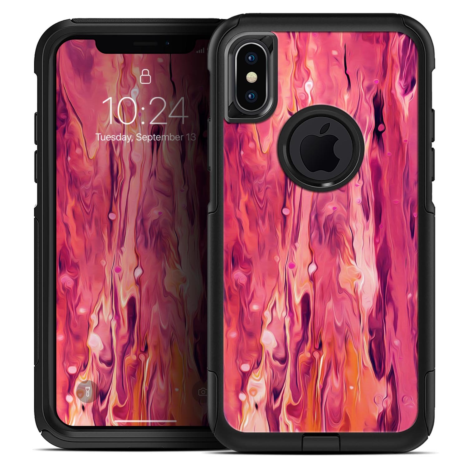 Blurred Abstract Flow V48 Skin Kit designed for iPhone OtterBox cases, showcasing vibrant abstract patterns and ultra-thin design.