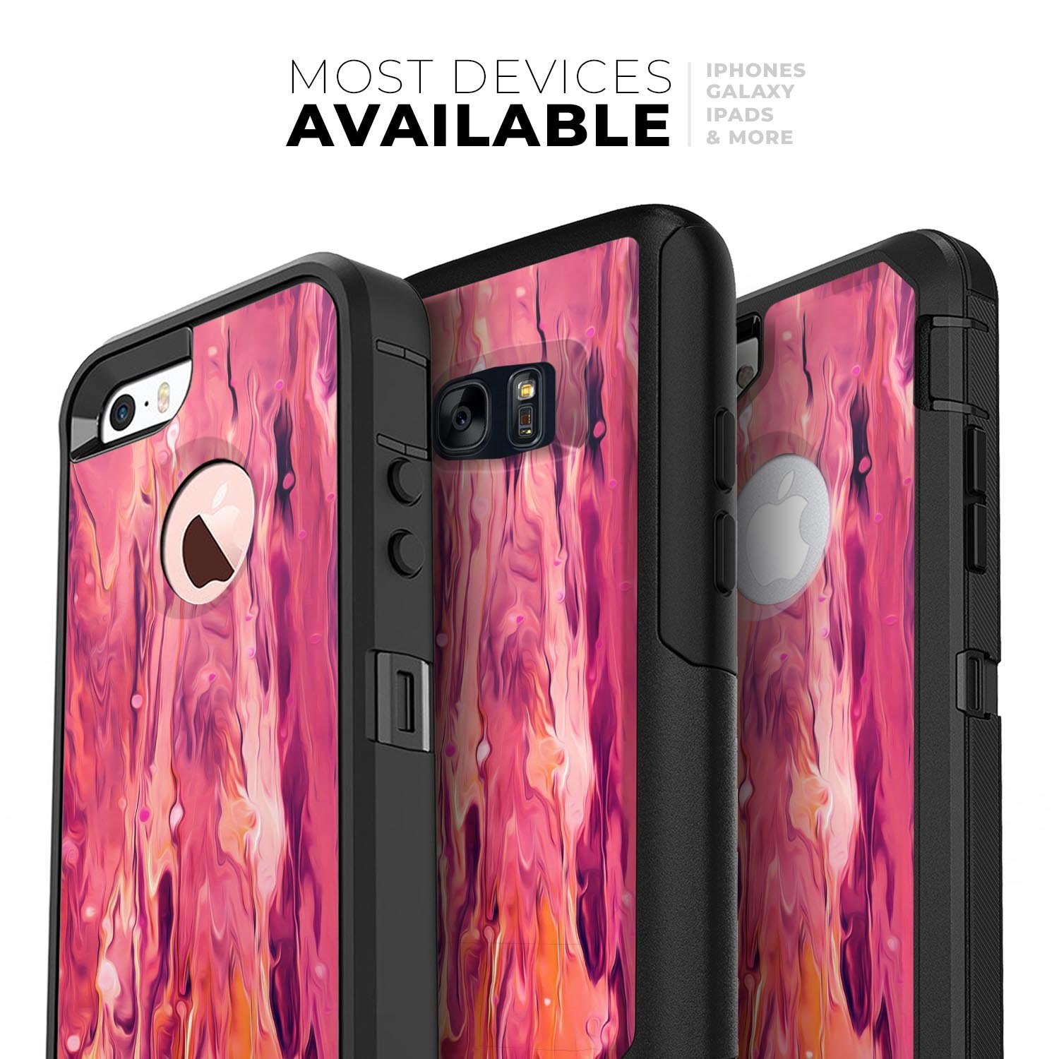 Blurred Abstract Flow V48 Skin Kit designed for iPhone OtterBox cases, showcasing vibrant abstract patterns and ultra-thin design.