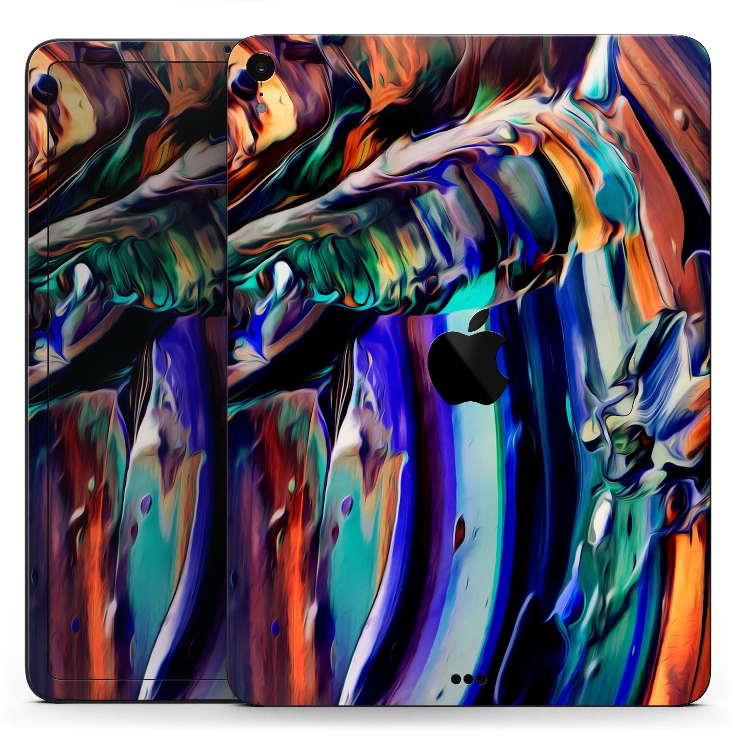 Blurred Abstract Flow V49 skin decal for Apple iPad, showcasing a vibrant abstract design with a smooth finish.