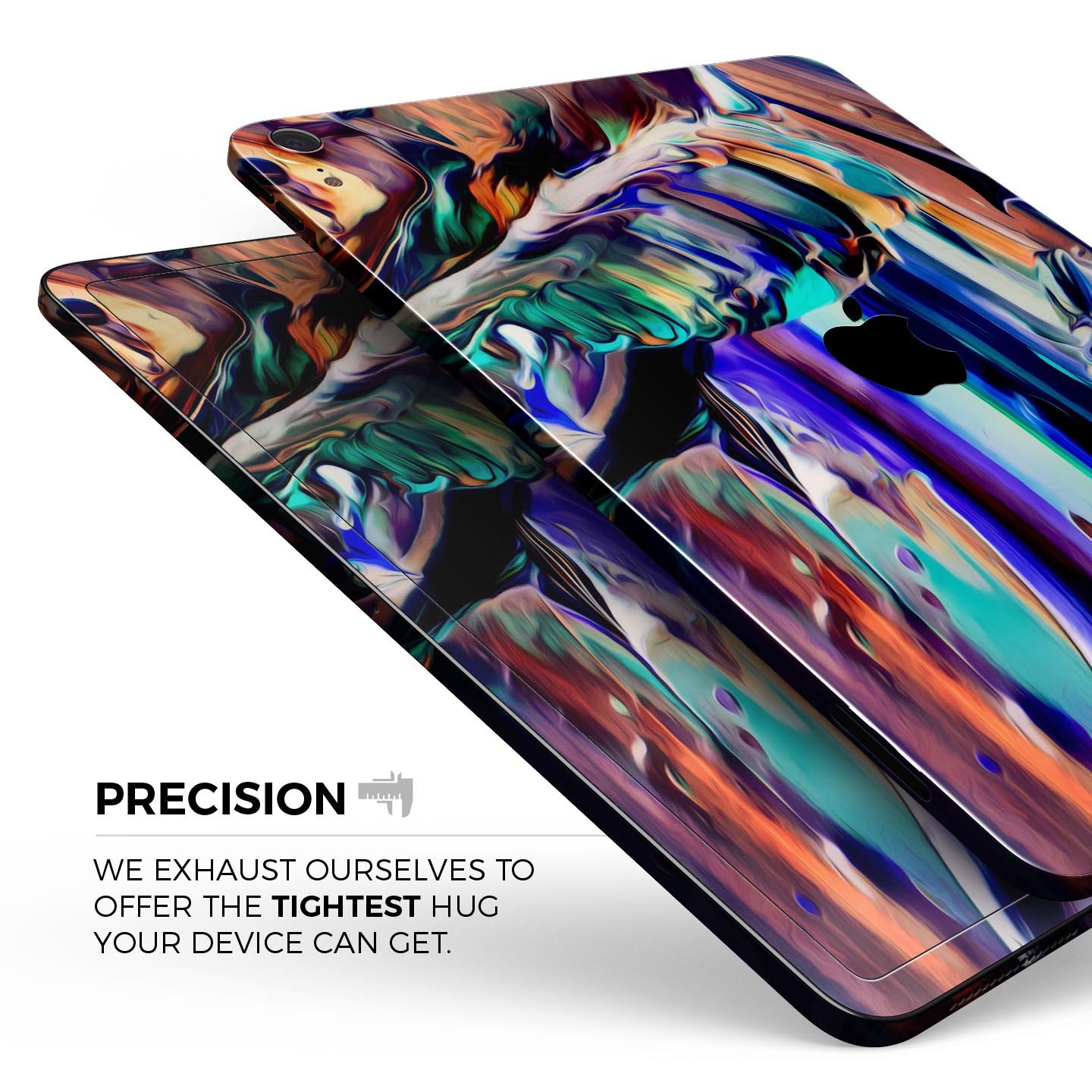 Blurred Abstract Flow V49 skin decal for Apple iPad, showcasing a vibrant abstract design with a smooth finish.