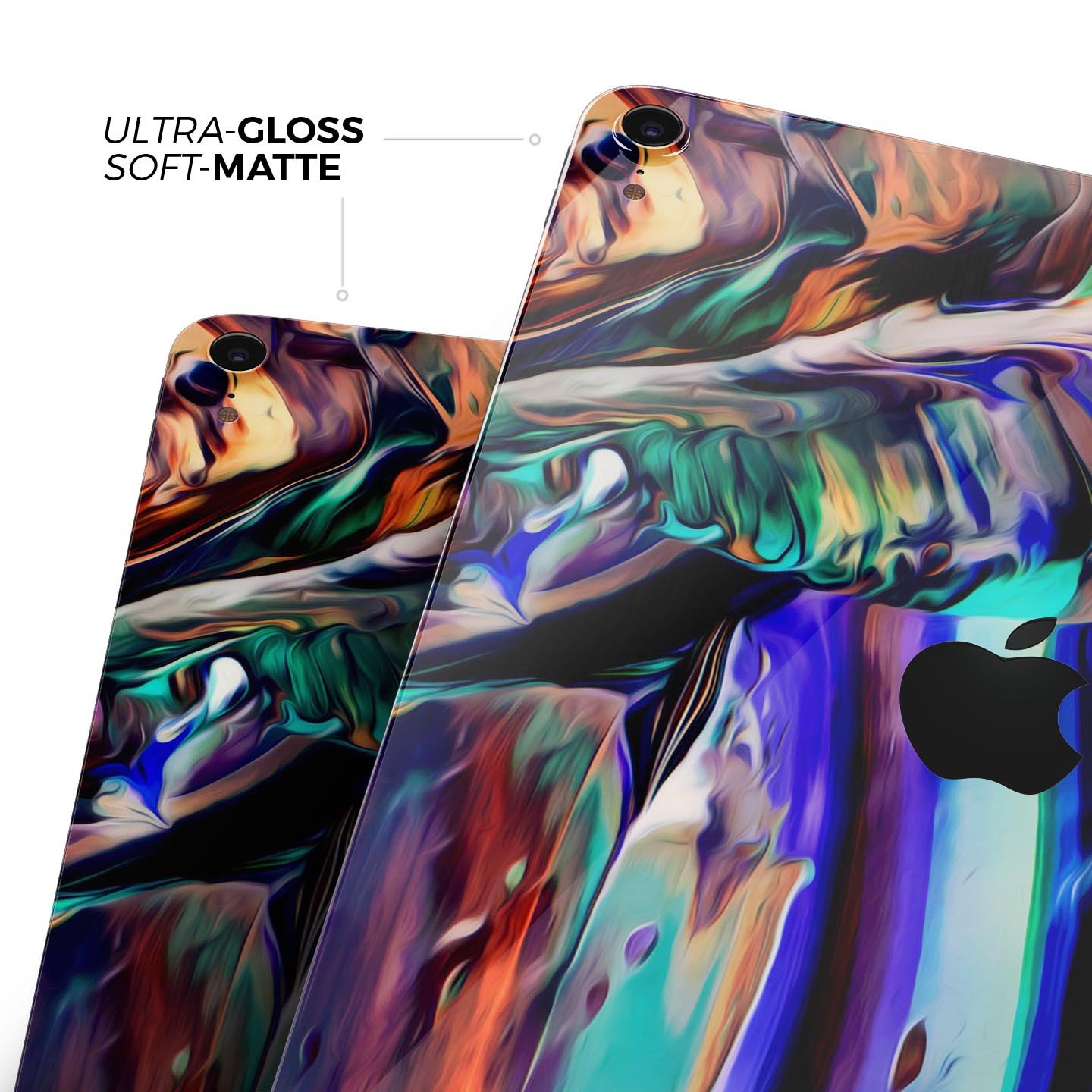 Blurred Abstract Flow V49 skin decal for Apple iPad, showcasing a vibrant abstract design with a smooth finish.