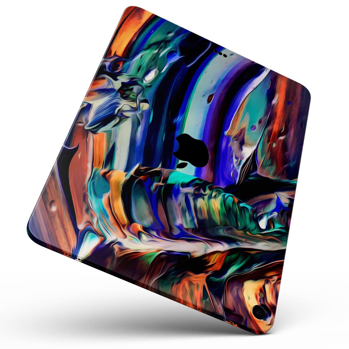 Blurred Abstract Flow V49 skin decal for Apple iPad, showcasing a vibrant abstract design with a smooth finish.