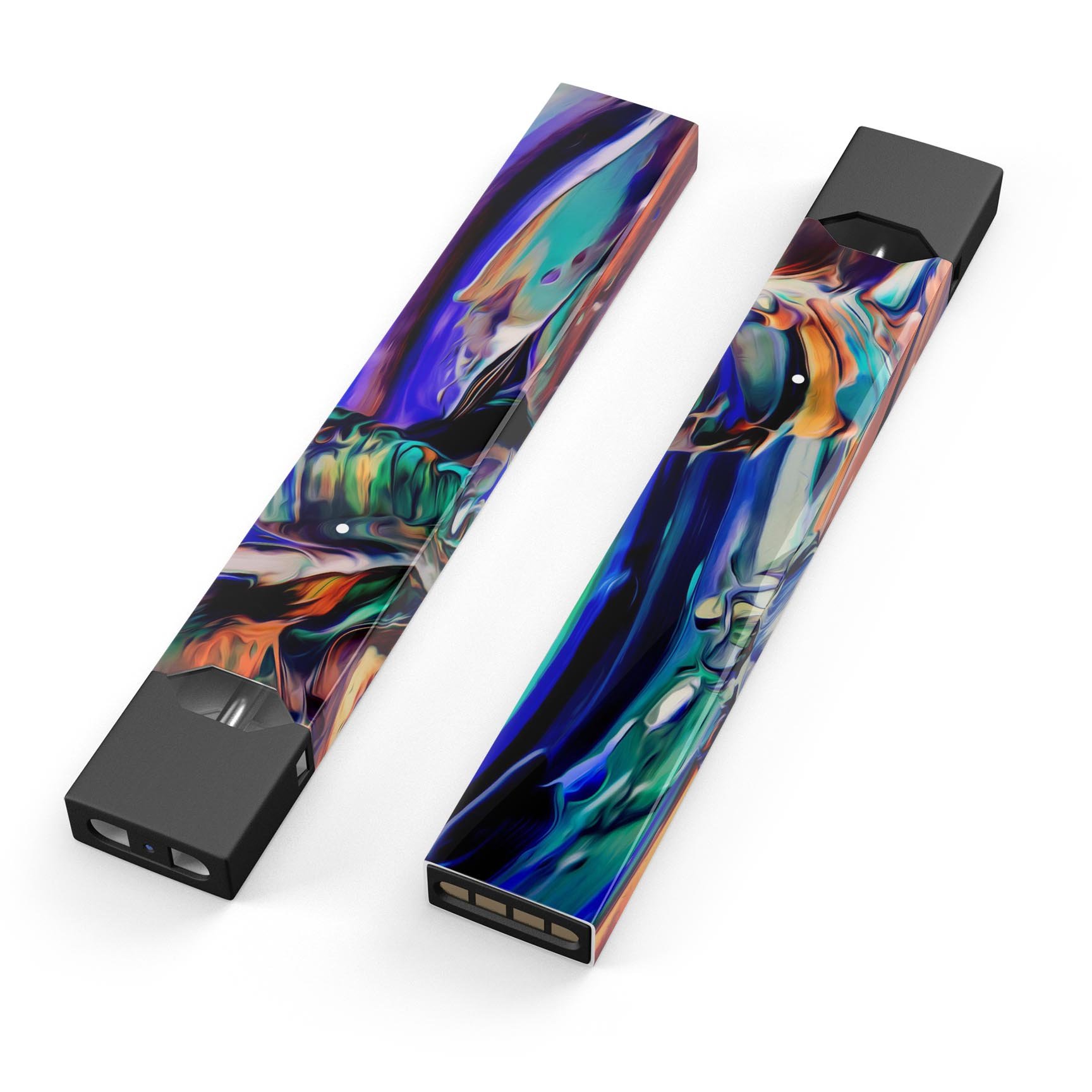 Blurred Abstract Flow V49 skin-wrap sticker designed for JUUL vaping device, showcasing vibrant abstract patterns.