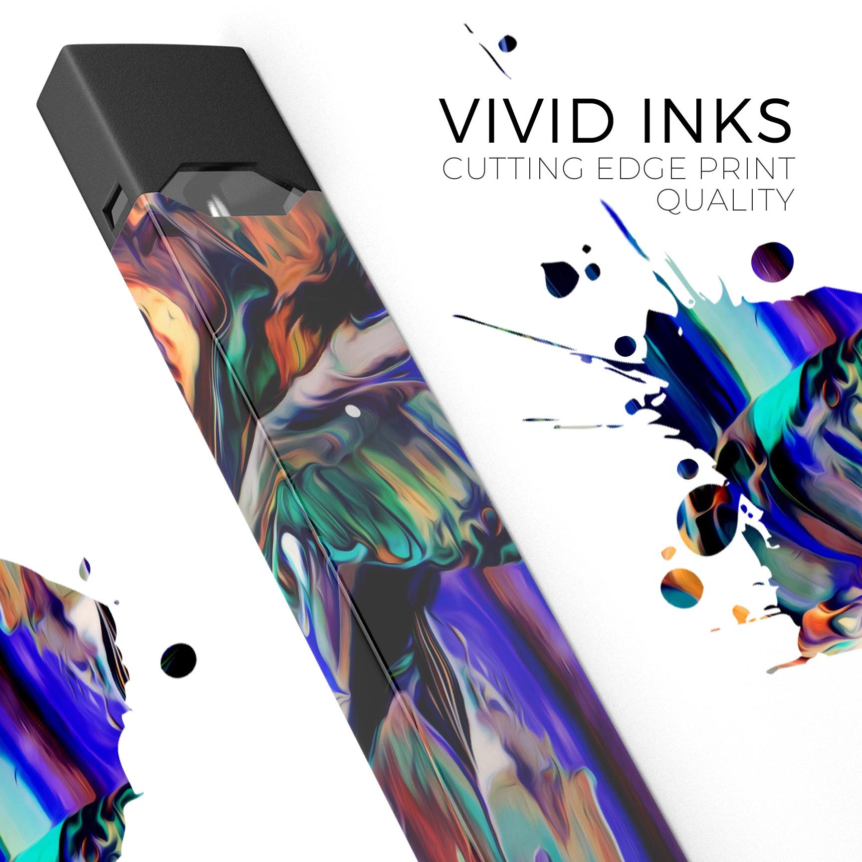 Blurred Abstract Flow V49 skin-wrap sticker designed for JUUL vaping device, showcasing vibrant abstract patterns.