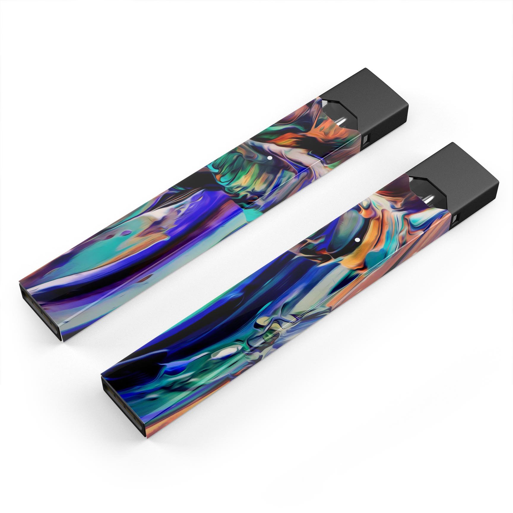 Blurred Abstract Flow V49 skin-wrap sticker designed for JUUL vaping device, showcasing vibrant abstract patterns.