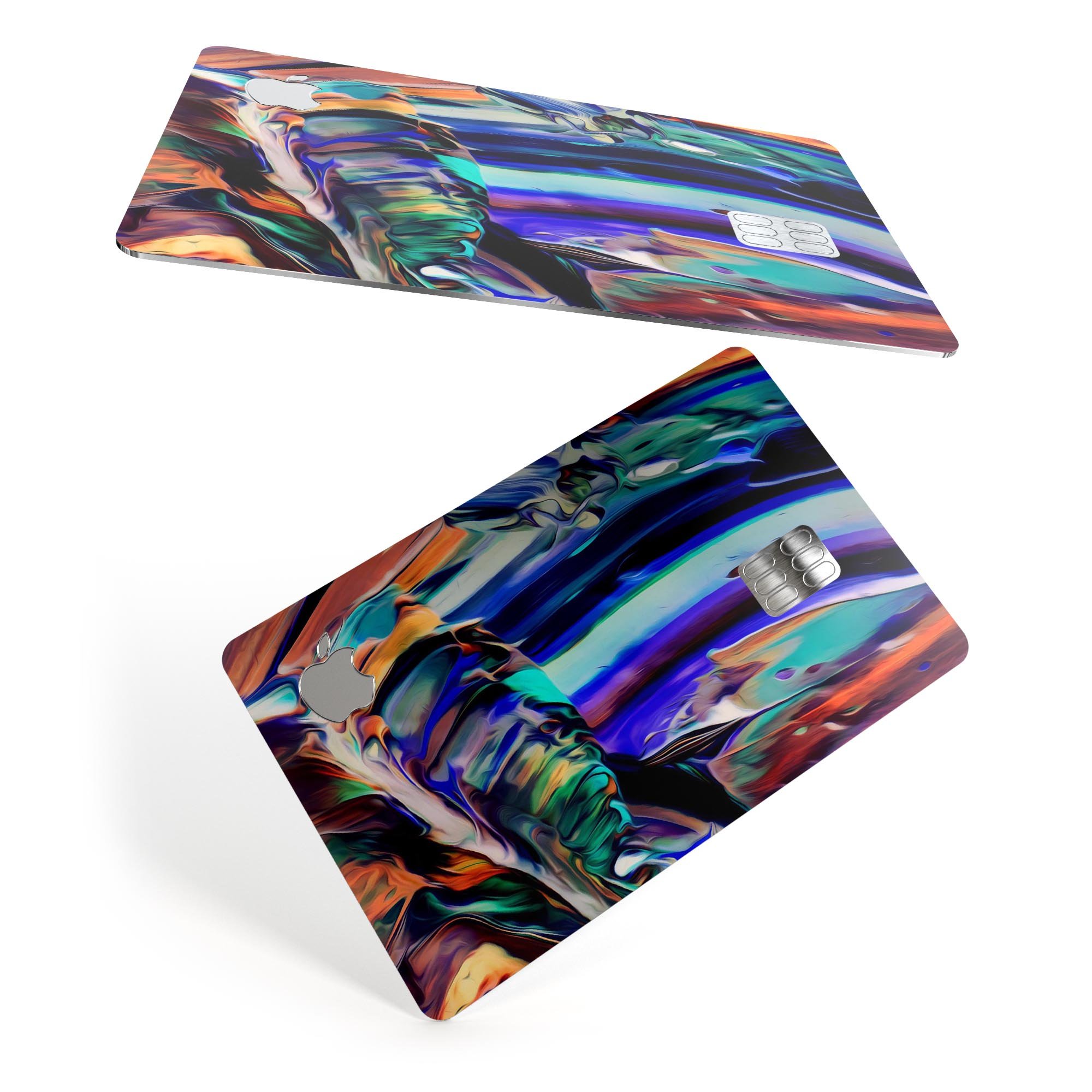 Blurred Abstract Flow V49 decal skin for Apple Card, showcasing a vibrant abstract design with premium vinyl texture.