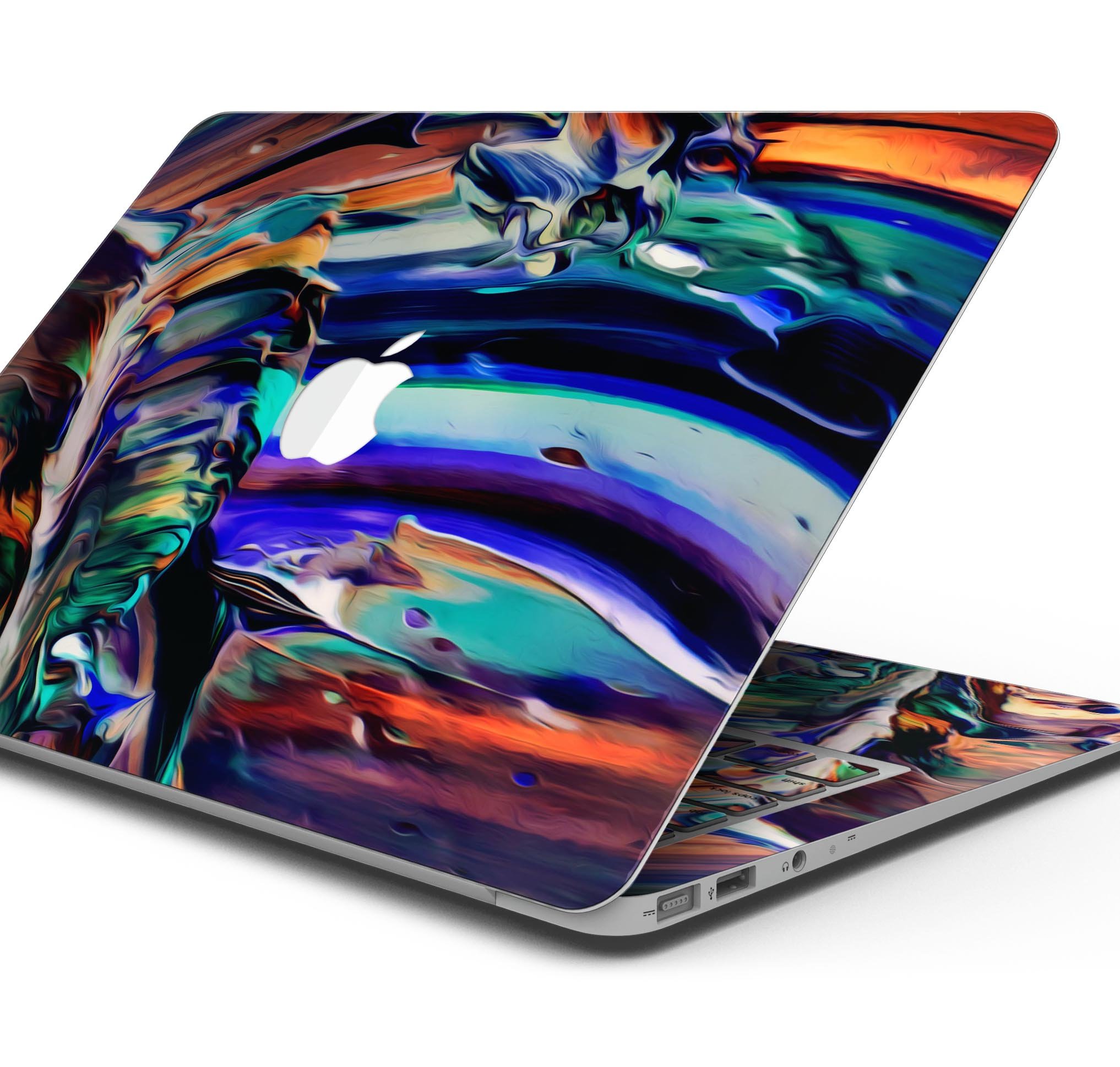 Blurred Abstract Flow V49 skin decal wrap kit for MacBook, showcasing a stylish abstract design with a soft-matte finish.