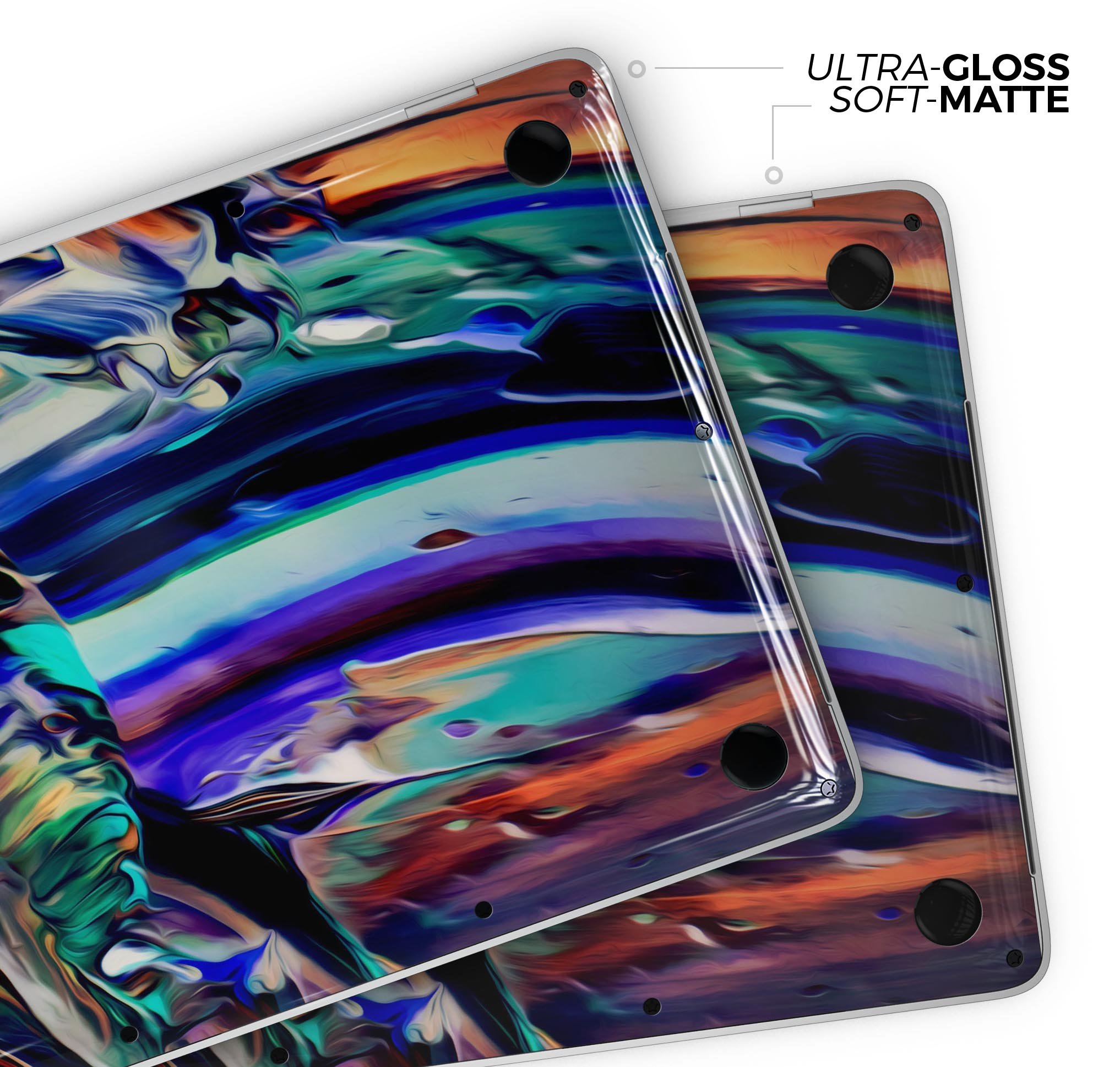 Blurred Abstract Flow V49 skin decal wrap kit for MacBook, showcasing a stylish abstract design with a soft-matte finish.