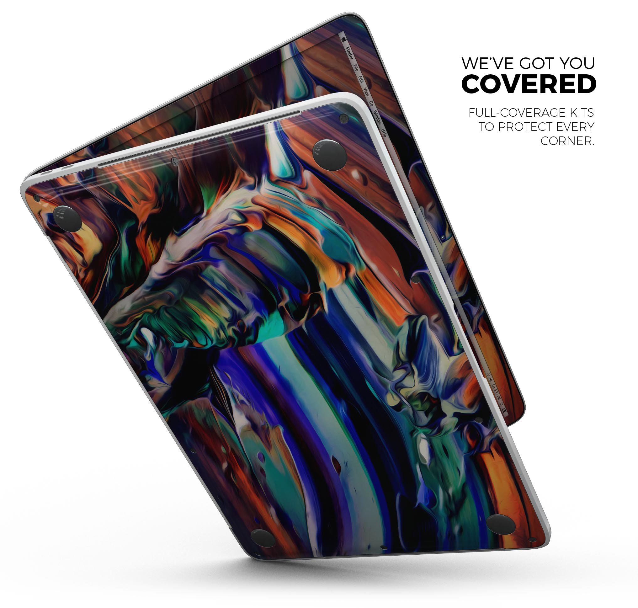 Blurred Abstract Flow V49 skin decal wrap kit for MacBook, showcasing a stylish abstract design with a soft-matte finish.