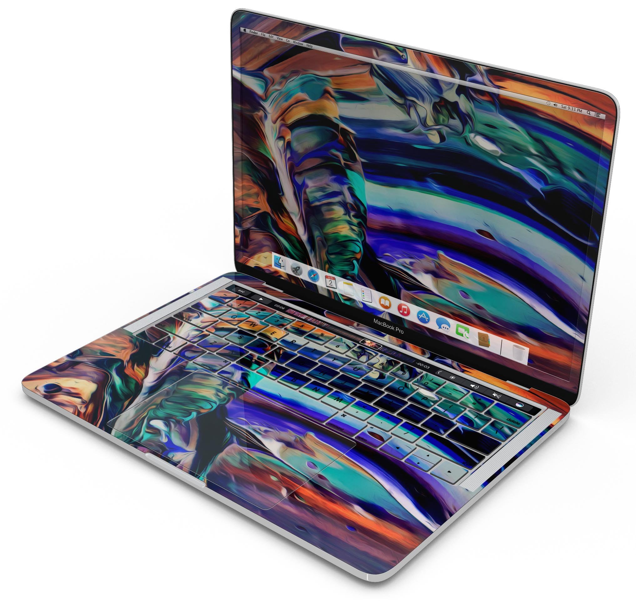 Blurred Abstract Flow V49 skin decal wrap kit for MacBook, showcasing a stylish abstract design with a soft-matte finish.