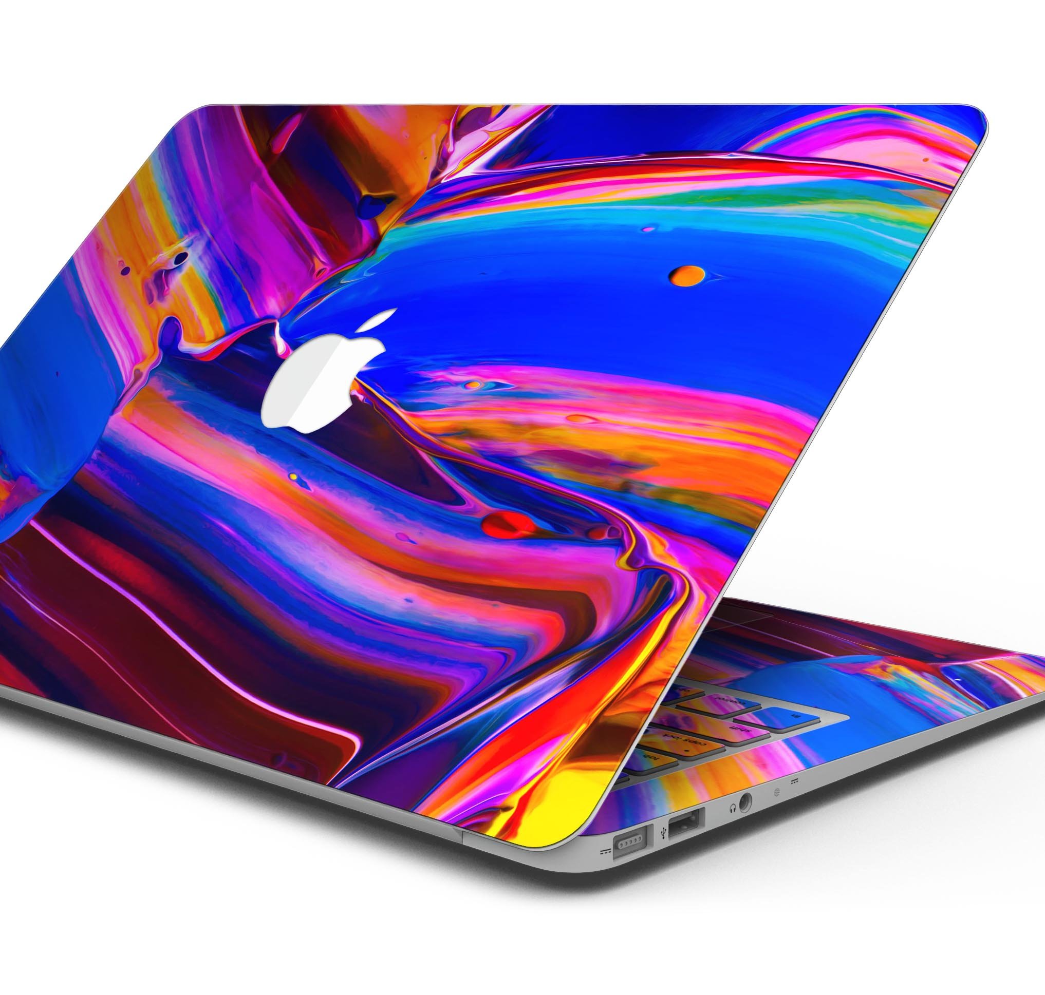 Blurred Abstract Flow V5 skin decal wrap kit for MacBook, showcasing vibrant colors and a sleek design.