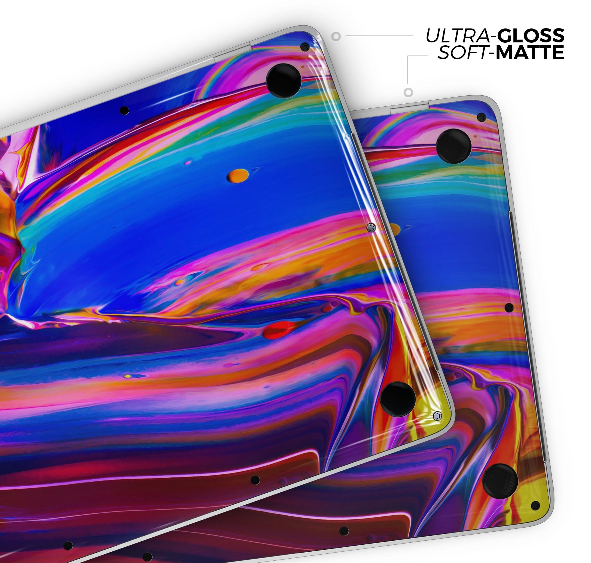 Blurred Abstract Flow V5 skin decal wrap kit for MacBook, showcasing vibrant colors and a sleek design.