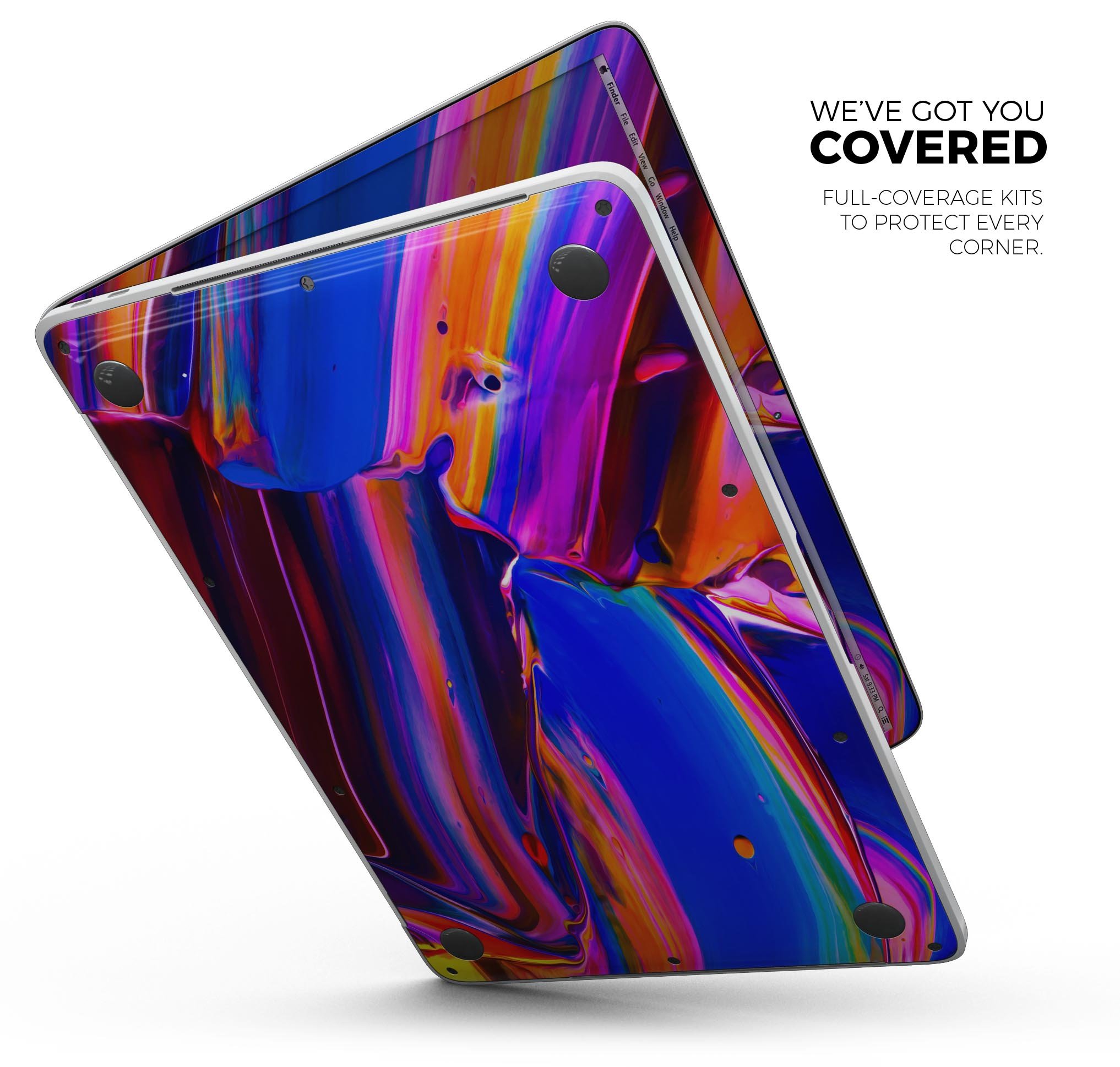 Blurred Abstract Flow V5 skin decal wrap kit for MacBook, showcasing vibrant colors and a sleek design.