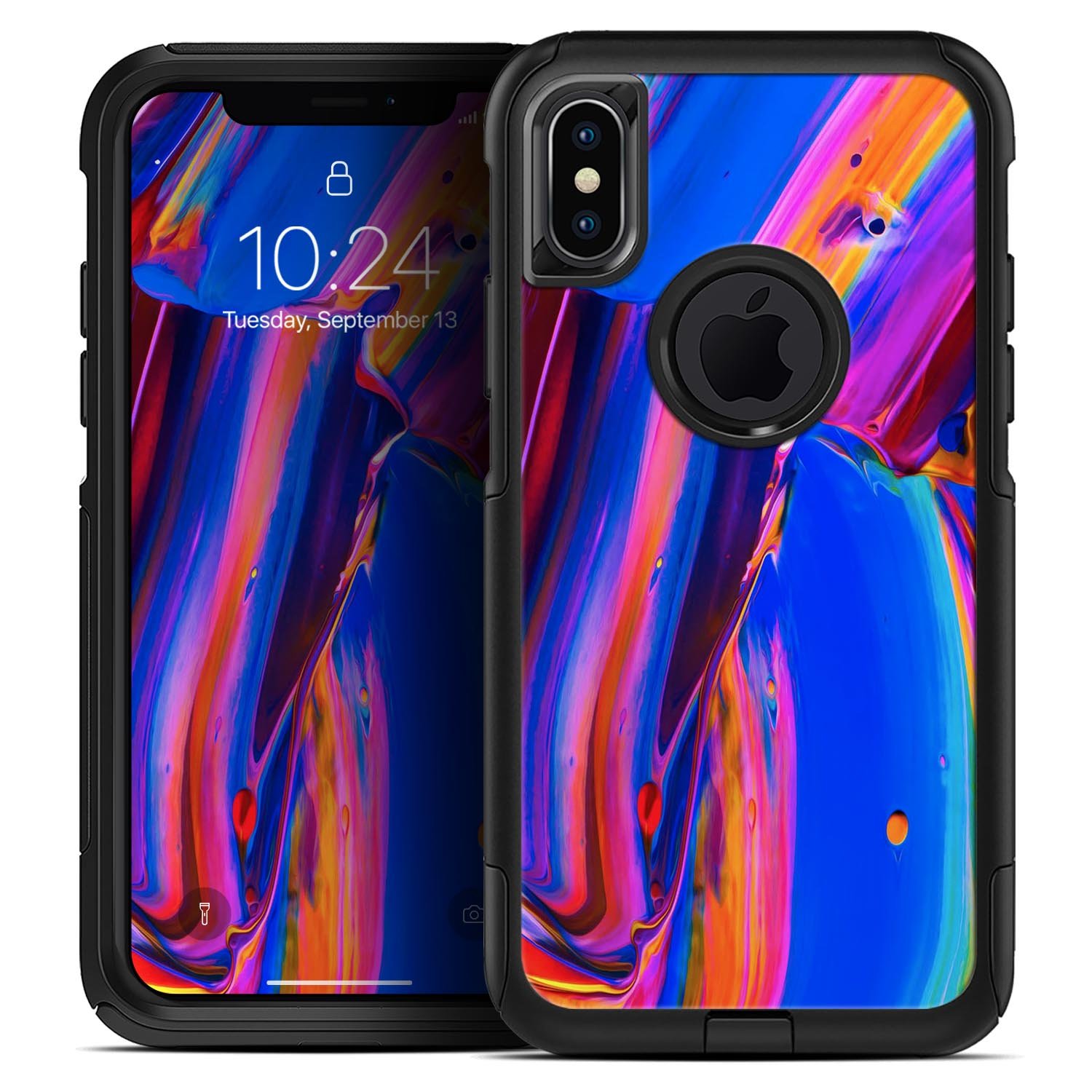 Blurred Abstract Flow V5 Skin Kit designed for iPhone OtterBox cases, showcasing vibrant abstract patterns and a sleek finish.