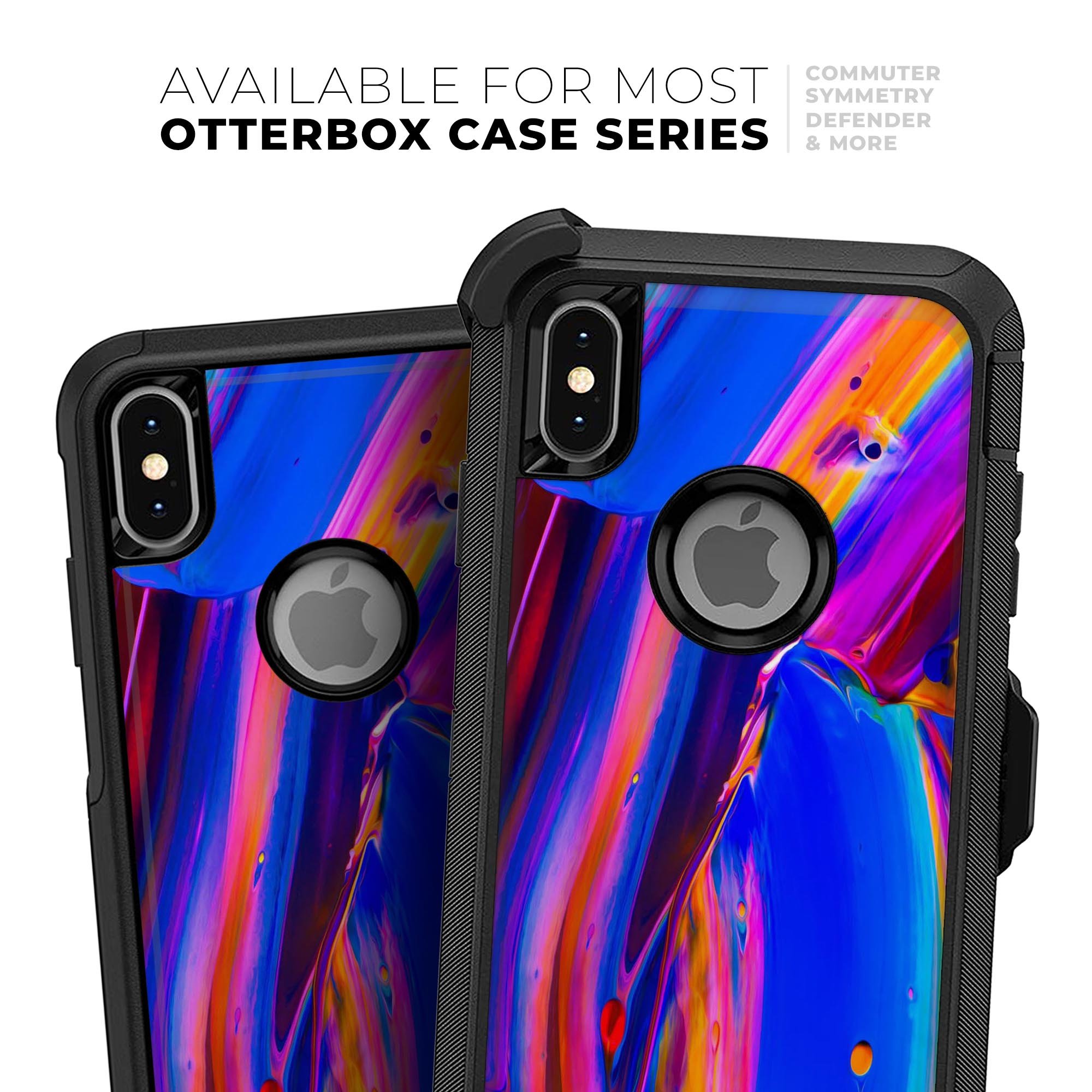 Blurred Abstract Flow V5 Skin Kit designed for iPhone OtterBox cases, showcasing vibrant abstract patterns and a sleek finish.