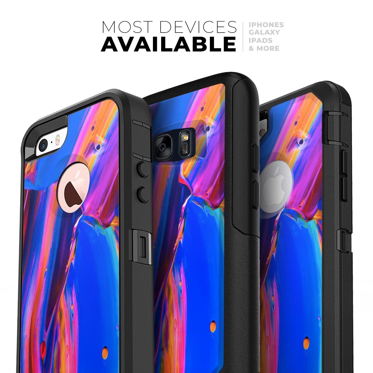 Blurred Abstract Flow V5 Skin Kit designed for iPhone OtterBox cases, showcasing vibrant abstract patterns and a sleek finish.