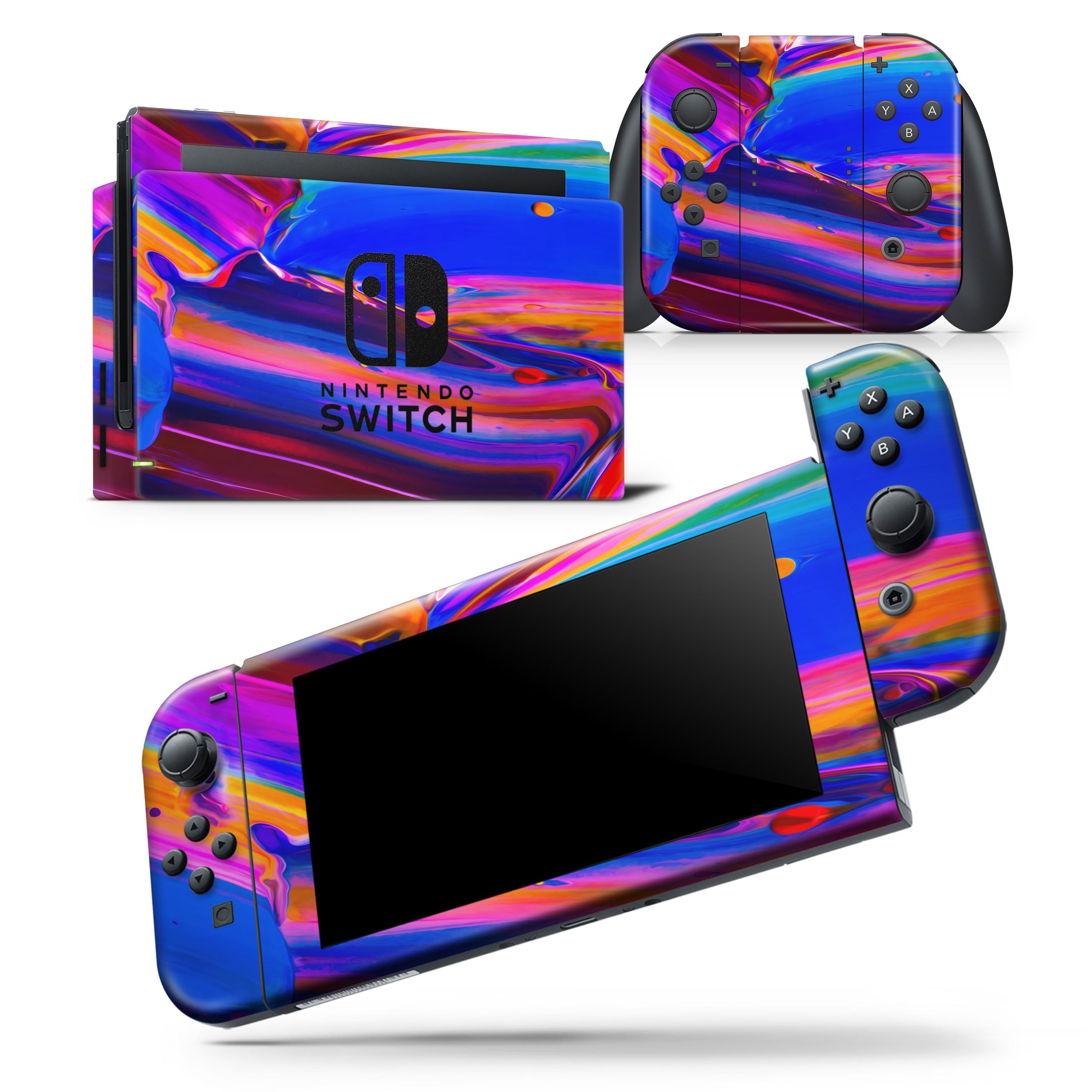 Blurred Abstract Flow V5 skin wrap decal for Nintendo Switch Lite, showcasing vibrant colors and a sleek design.