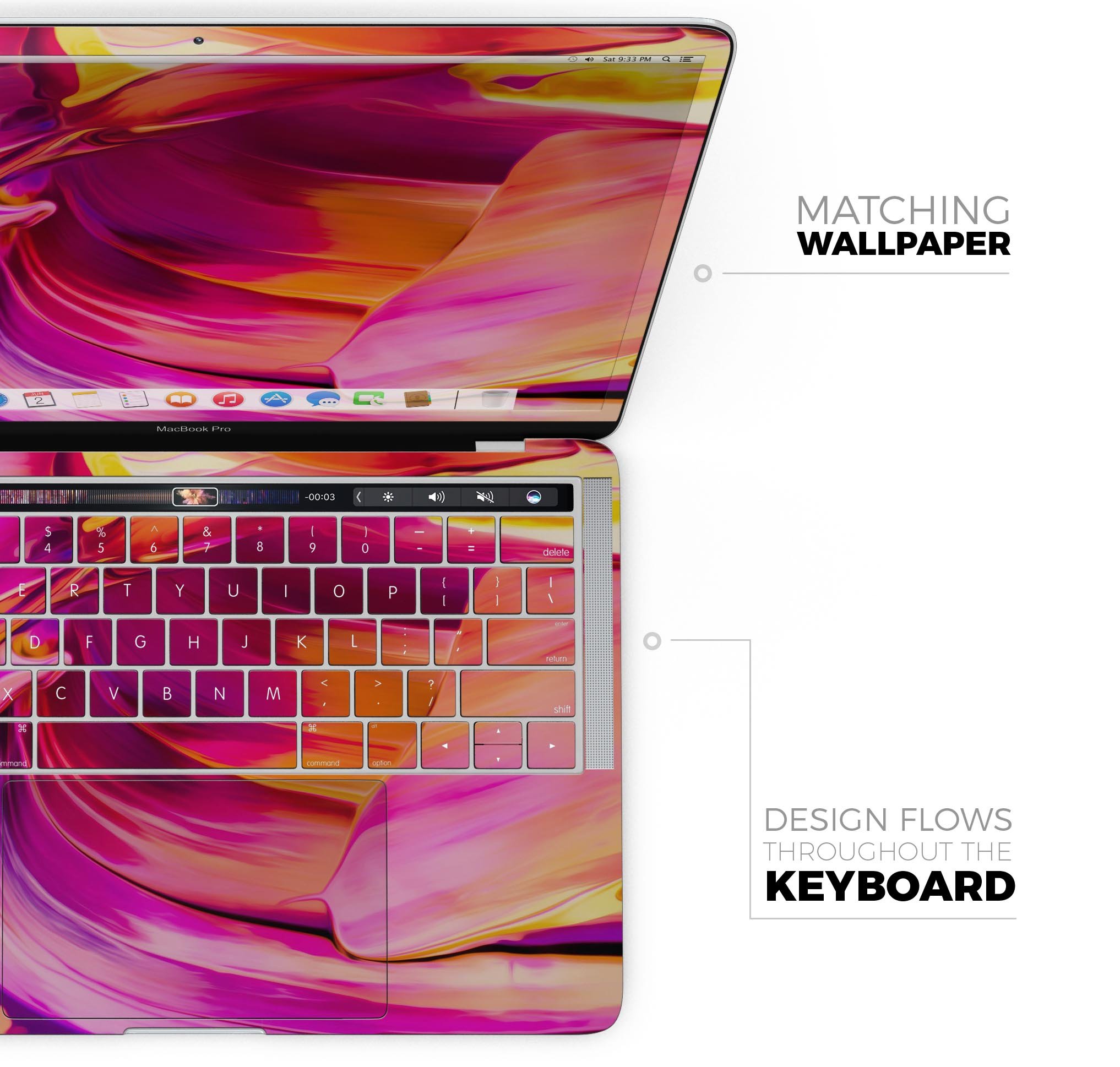 Blurred Abstract Flow V50 skin decal wrap kit for Apple MacBook, showcasing vibrant design and premium vinyl material.