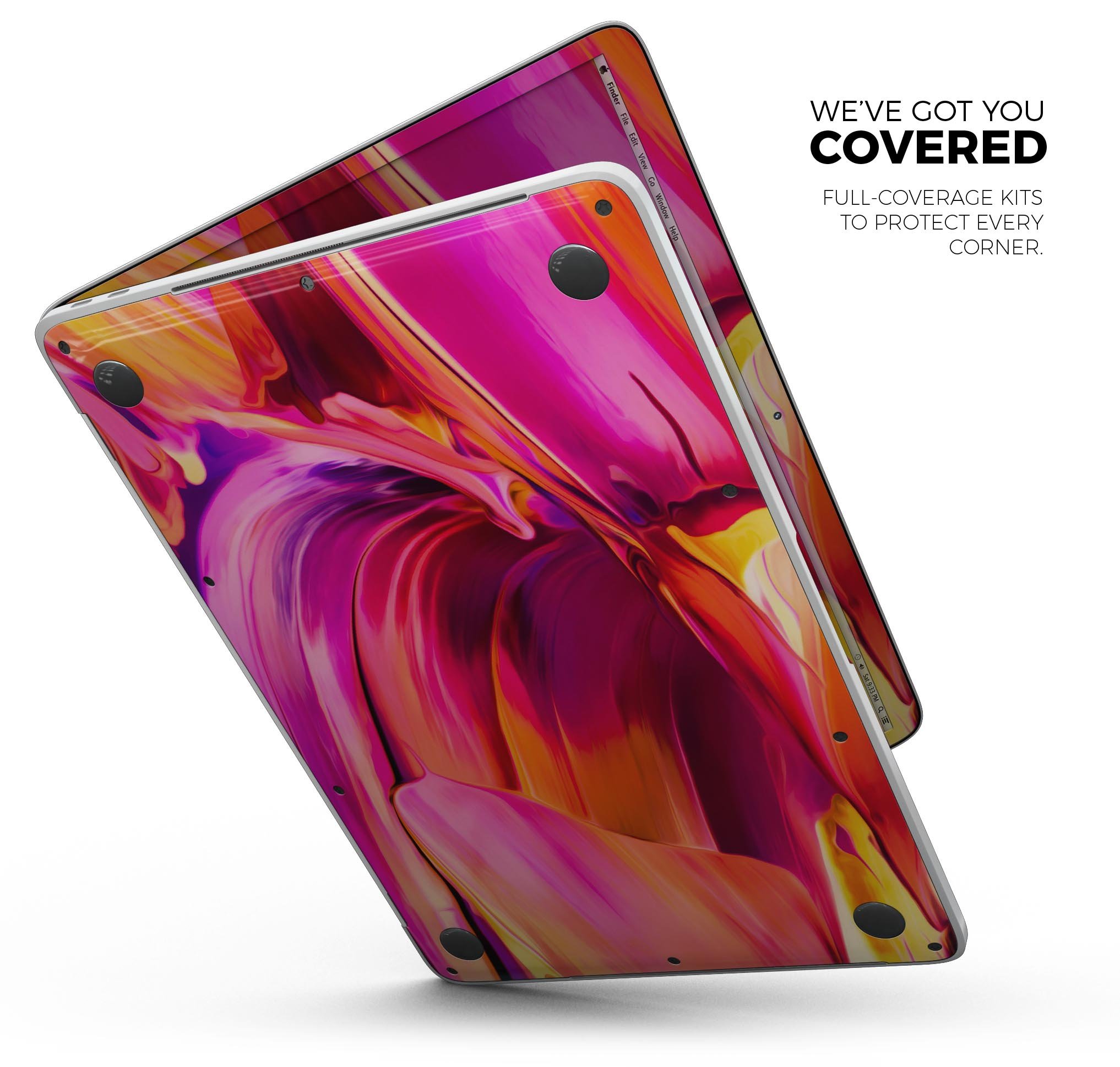 Blurred Abstract Flow V50 skin decal wrap kit for Apple MacBook, showcasing vibrant design and premium vinyl material.